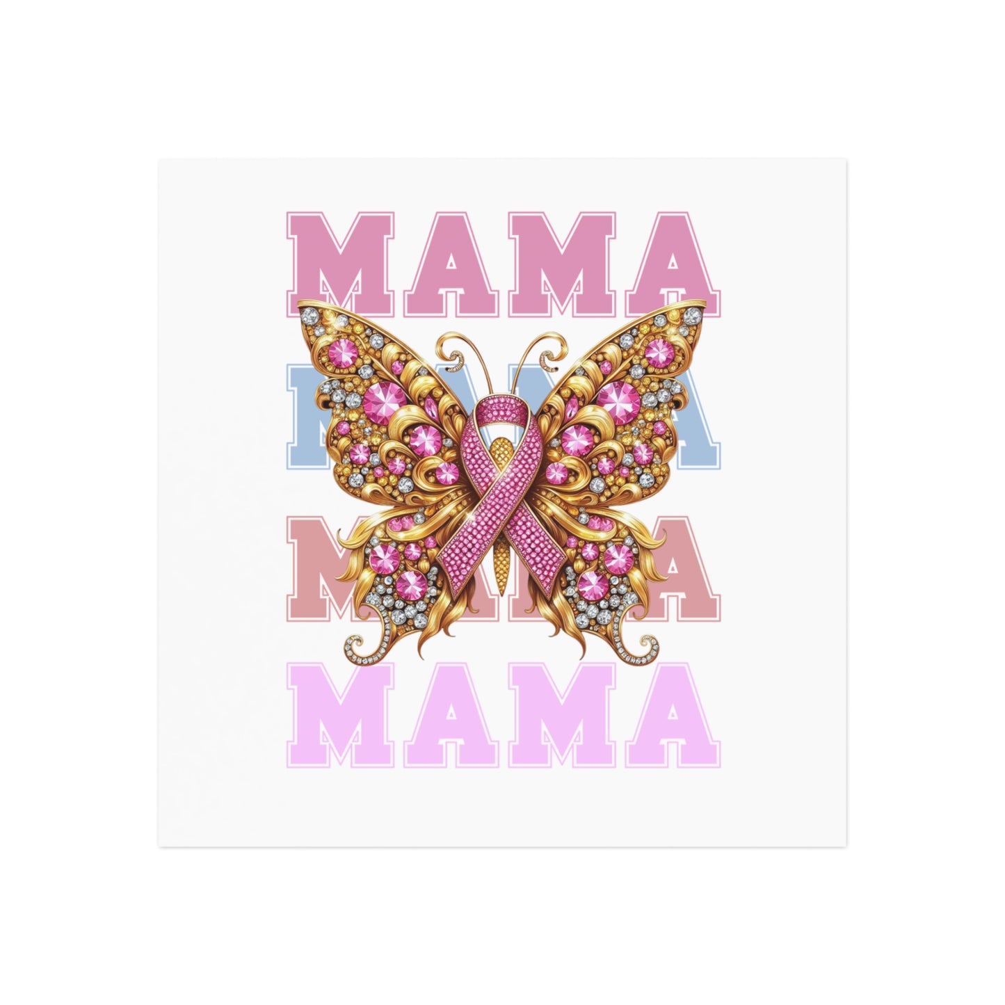 Mama Breast Cancer Butterfly Square Magnet - Breast Cancer Awareness Gift