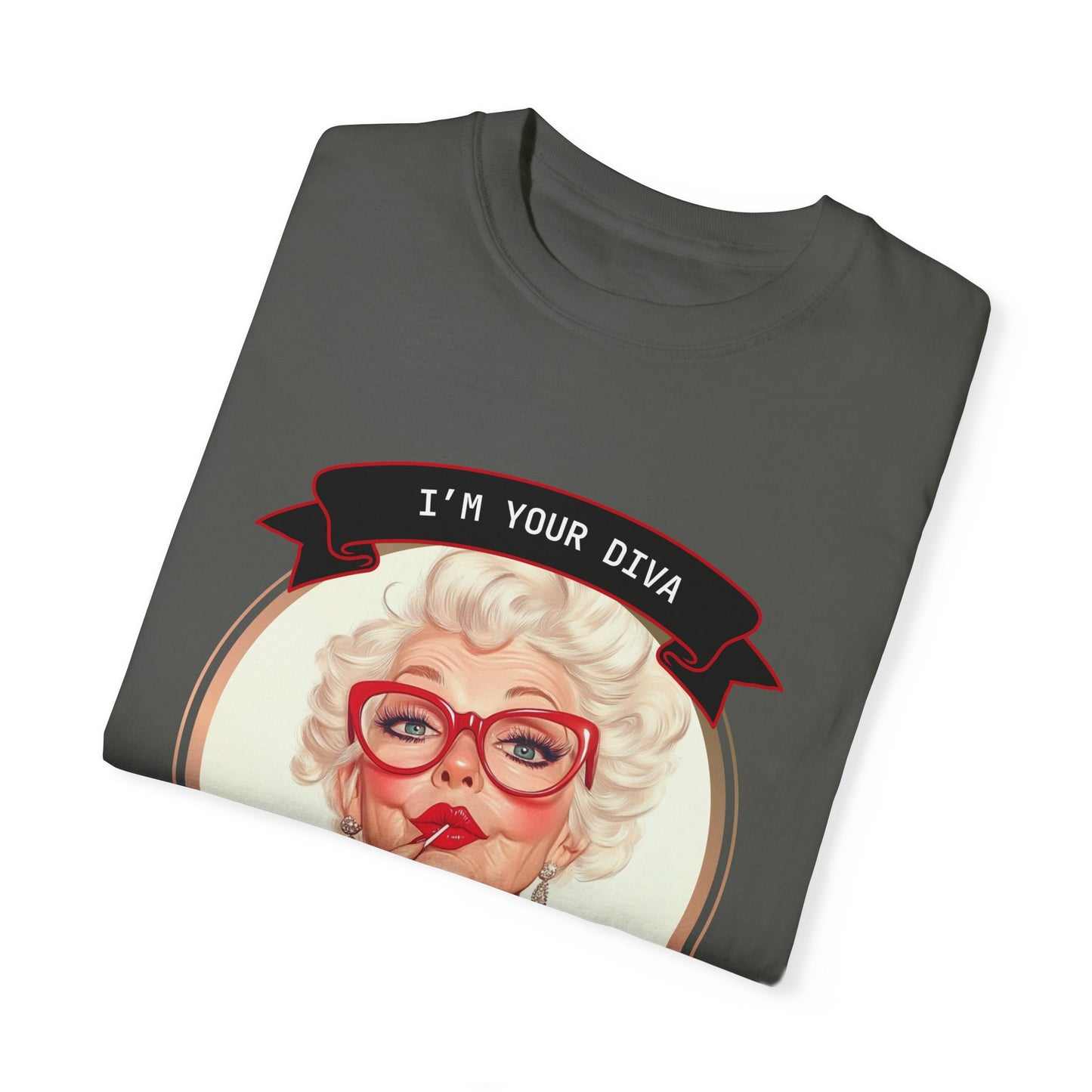 Funny Glamma Diva T-Shirt - Unisex Garment-Dyed Tee for Grandmothers or Mother's Day