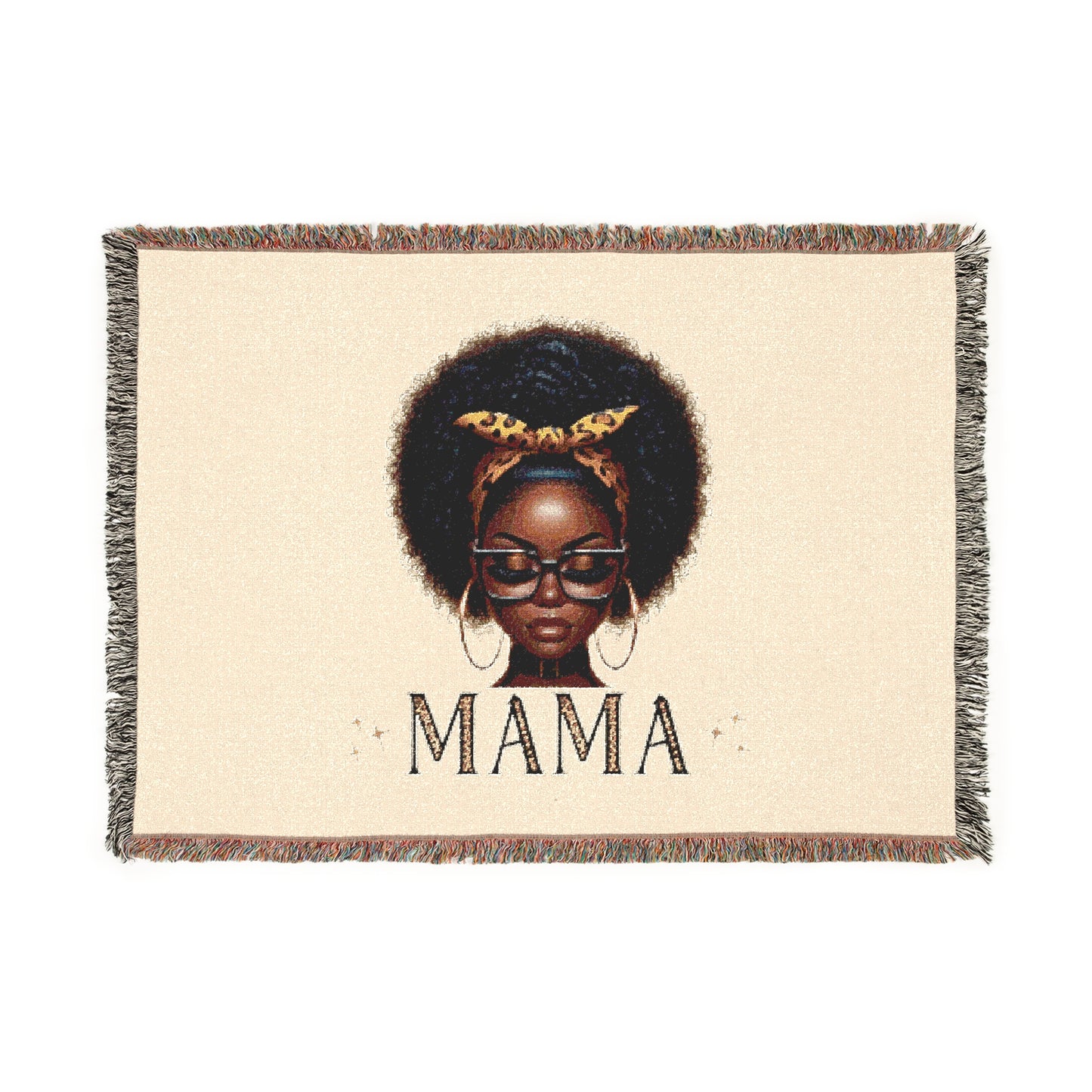 Happy Mother's Day Woven Blanket for Moms with Afro Woman Design