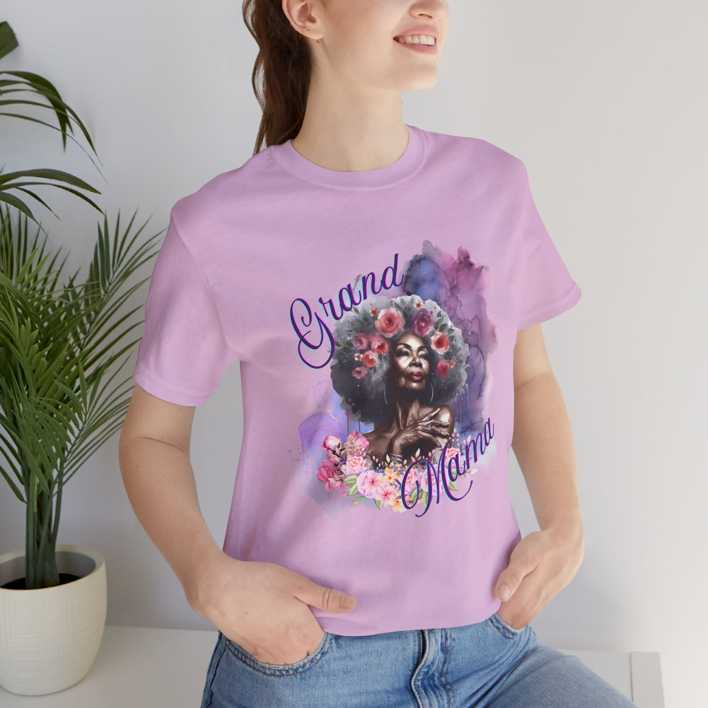Grand Mama Floral Tee - Unisex Jersey Short Sleeve T-Shirt for Celebrating Grandmothers