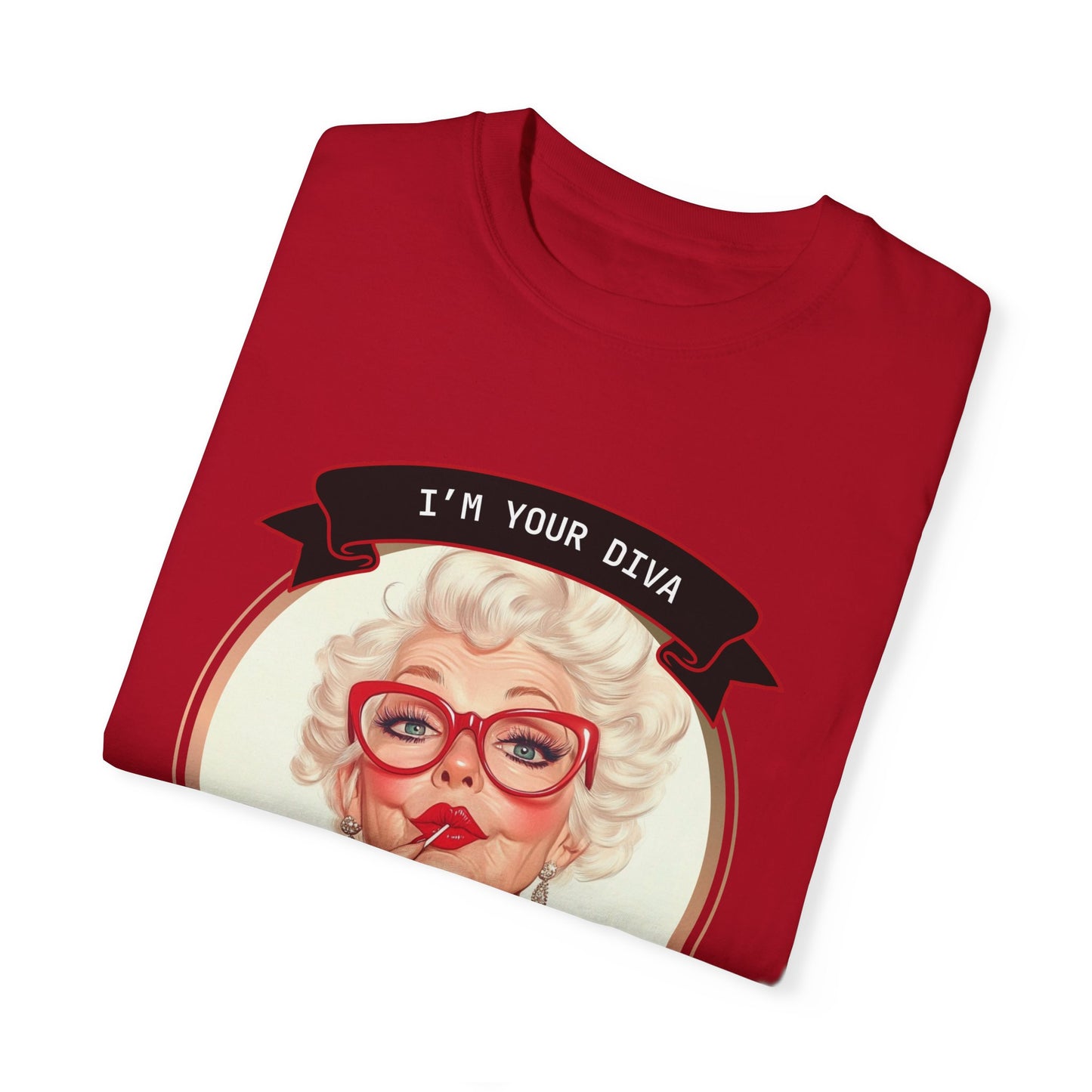 Funny Glamma Diva T-Shirt - Unisex Garment-Dyed Tee for Grandmothers or Mother's Day