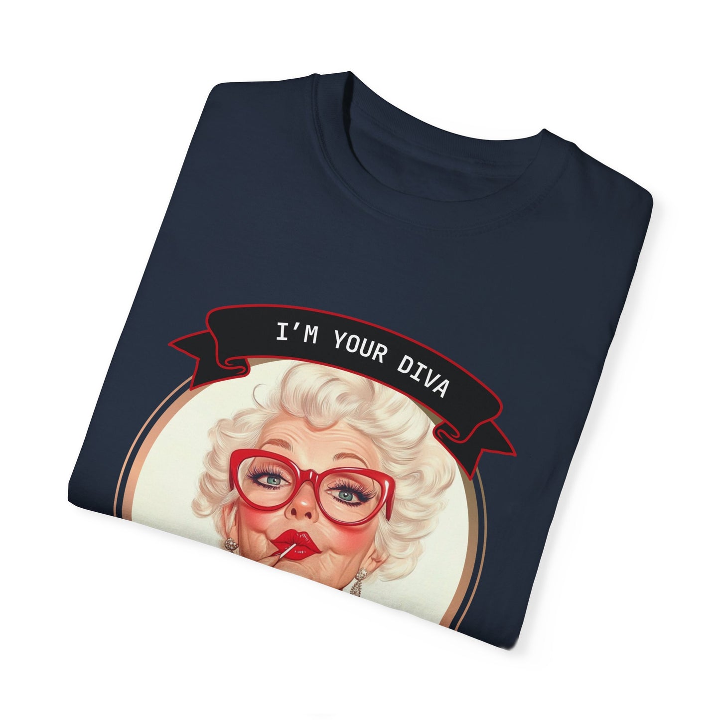 Funny Glamma Diva T-Shirt - Unisex Garment-Dyed Tee for Grandmothers or Mother's Day