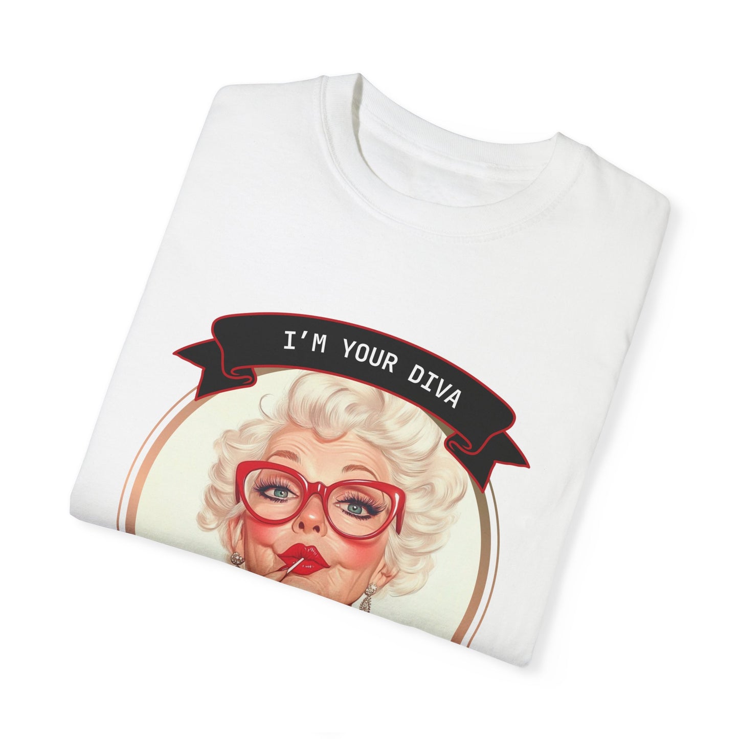 Funny Glamma Diva T-Shirt - Unisex Garment-Dyed Tee for Grandmothers or Mother's Day