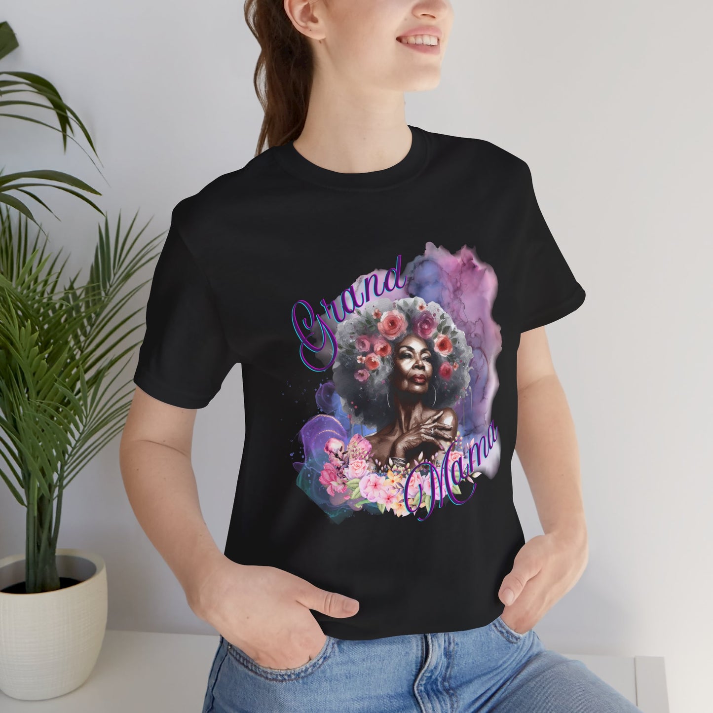 Grand Mama Floral Tee - Unisex Jersey Short Sleeve T-Shirt for Celebrating Grandmothers