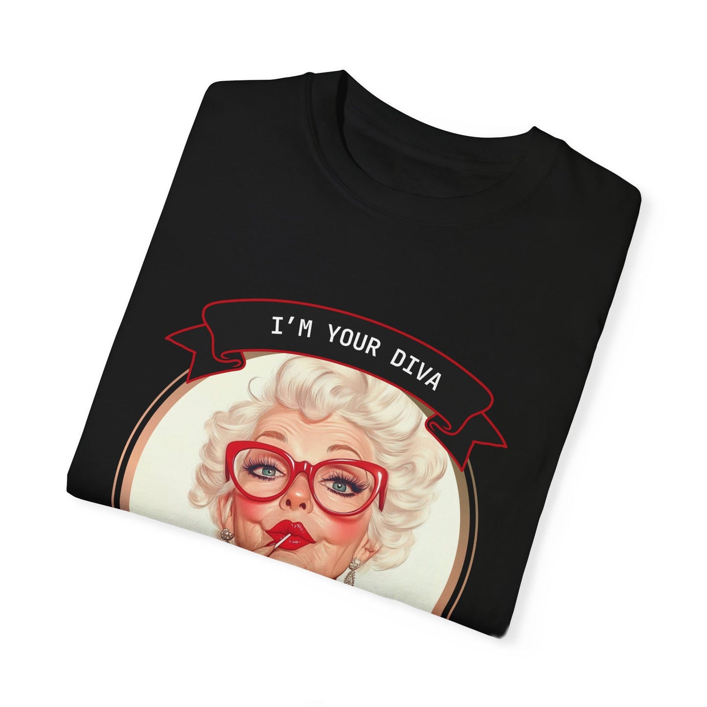 Funny Glamma Diva T-Shirt - Unisex Garment-Dyed Tee for Grandmothers or Mother's Day