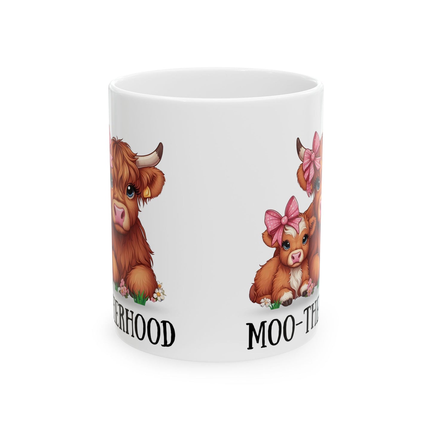 Moo-therhood Ceramic Mug - Cute Cow Mom Design (11oz & 15oz)