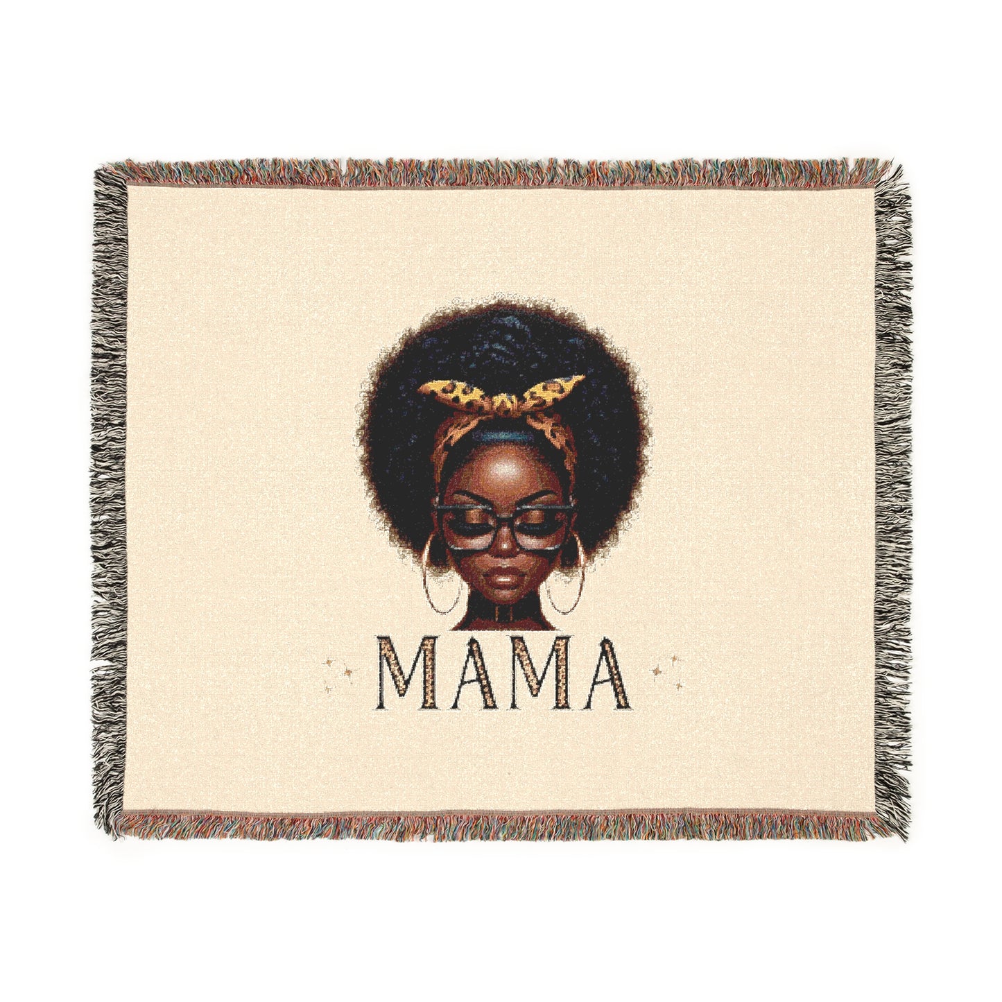 Happy Mother's Day Woven Blanket for Moms with Afro Woman Design