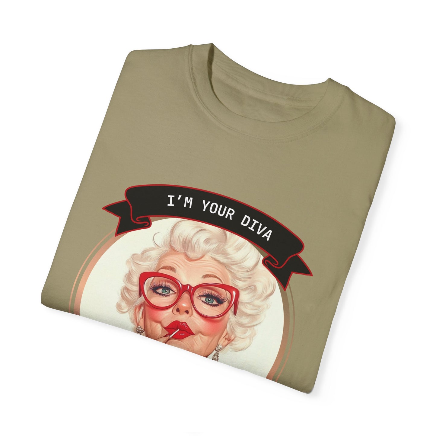 Funny Glamma Diva T-Shirt - Unisex Garment-Dyed Tee for Grandmothers or Mother's Day