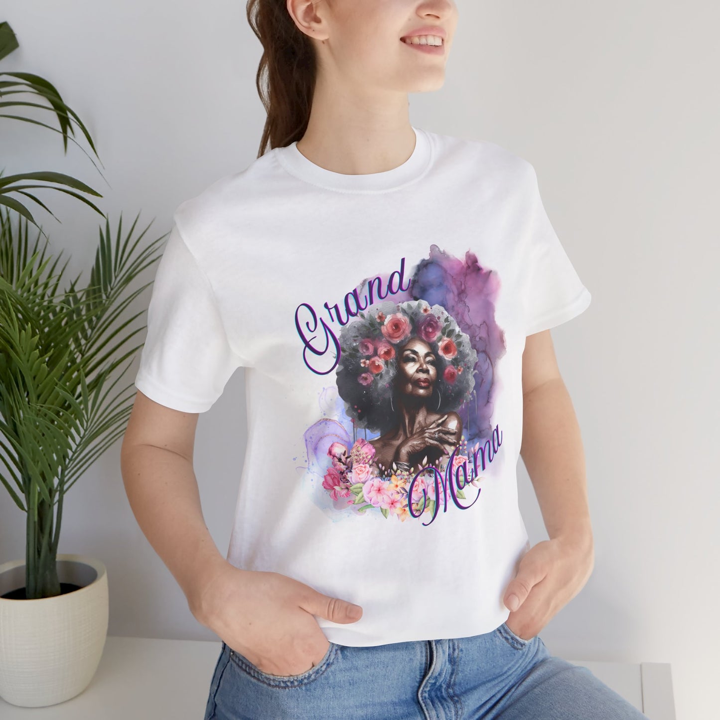 Grand Mama Floral Tee - Unisex Jersey Short Sleeve T-Shirt for Celebrating Grandmothers
