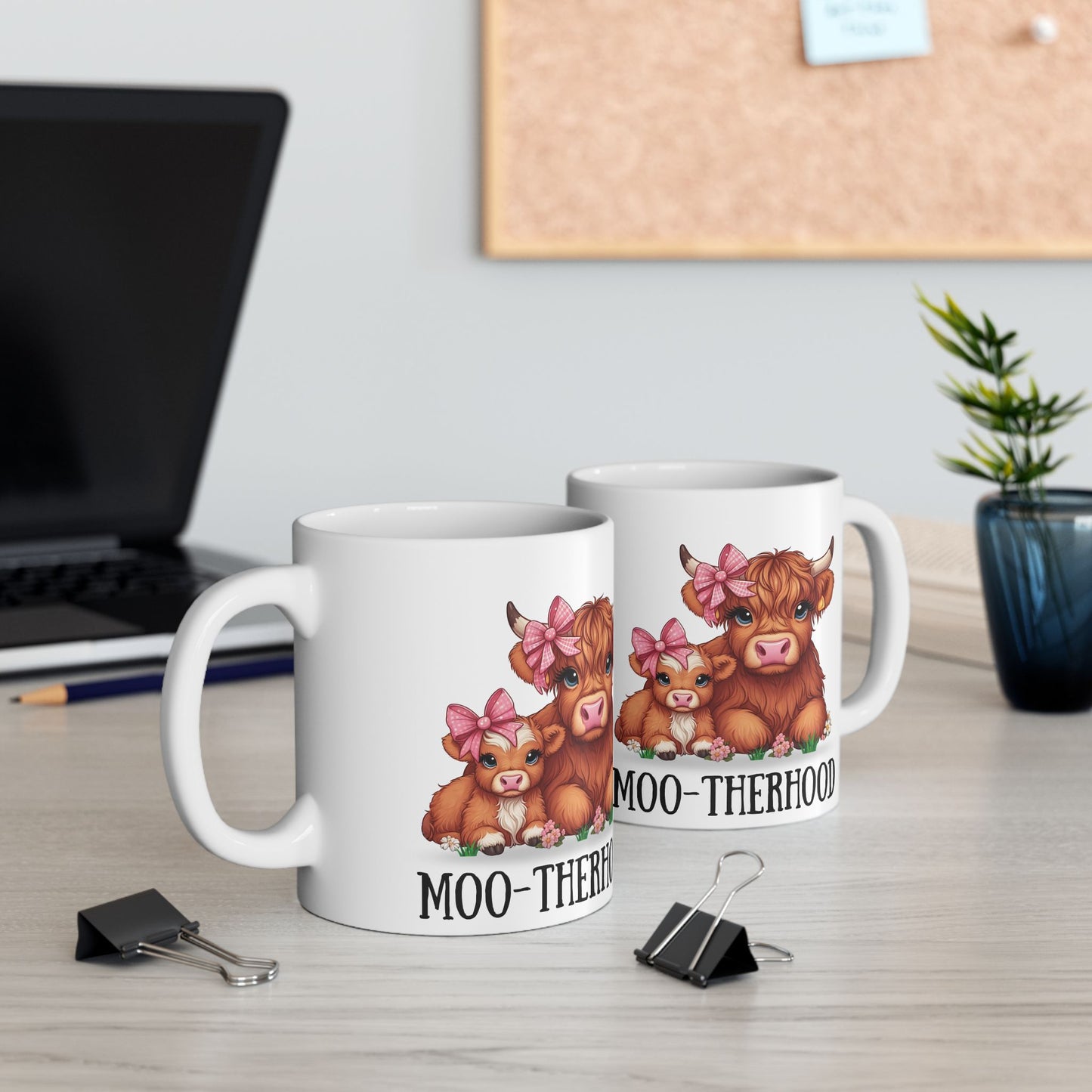 Moo-therhood Ceramic Mug - Cute Cow Mom Design (11oz & 15oz)