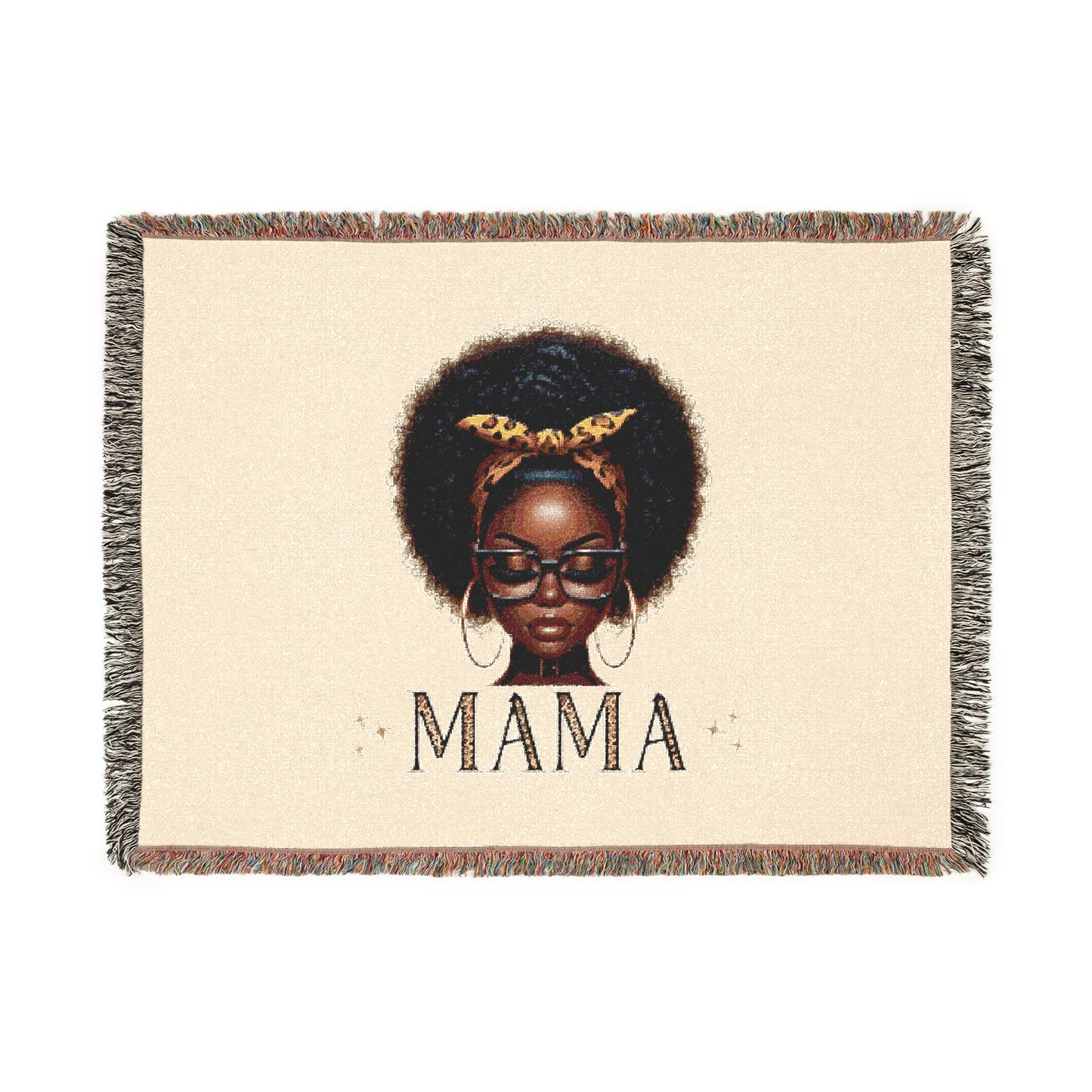 Happy Mother's Day Woven Blanket for Moms with Afro Woman Design