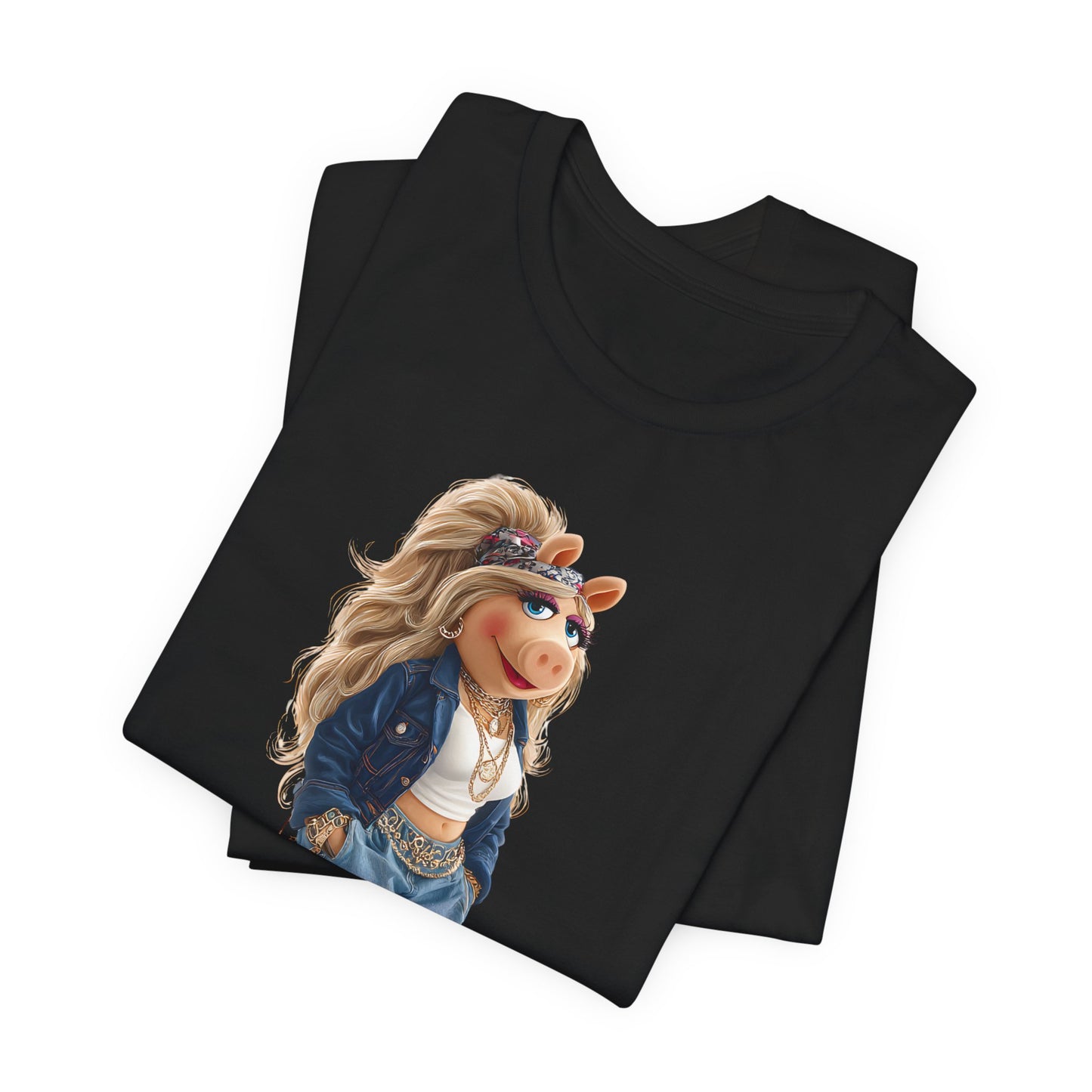 Miss Piggy Streetwear T‑Shirt — Retro Denim & Crop Top Graphic Tee