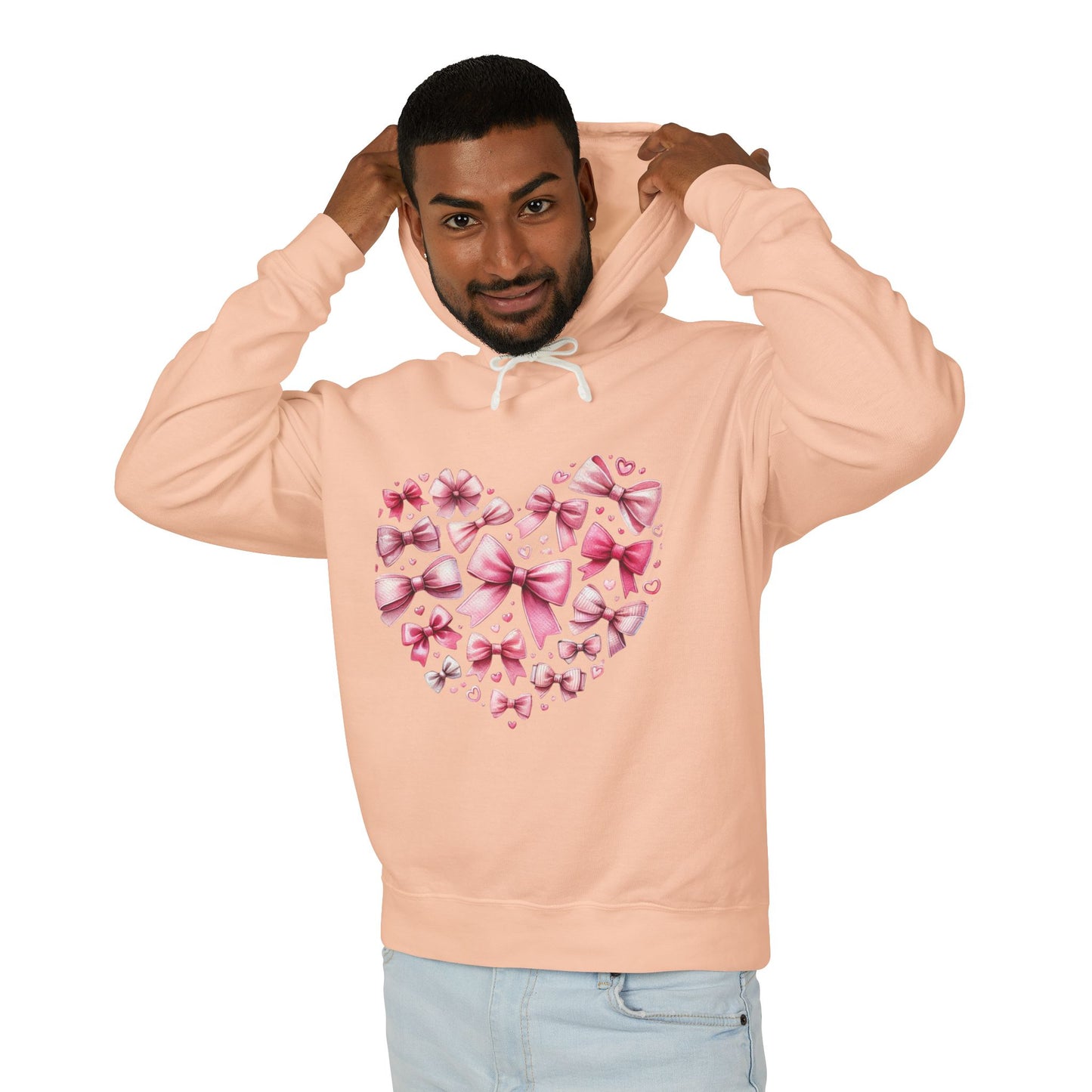 Coquette Valentine's Heart  Unisex Lightweight Hooded Sweatshirt