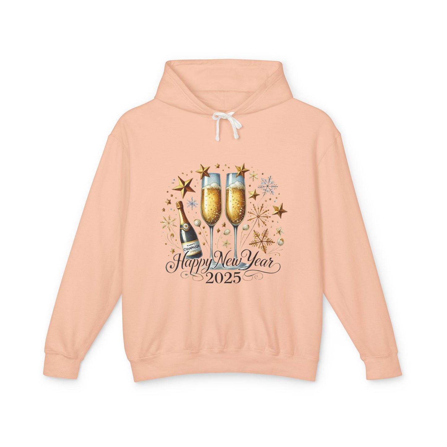 New Years 2025 Champaign Celebration  Unisex Lightweight Hooded Sweatshirt