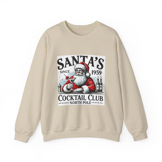 Santa's Cocktail Club Christmas Sweatshirt Unisex Crewneck