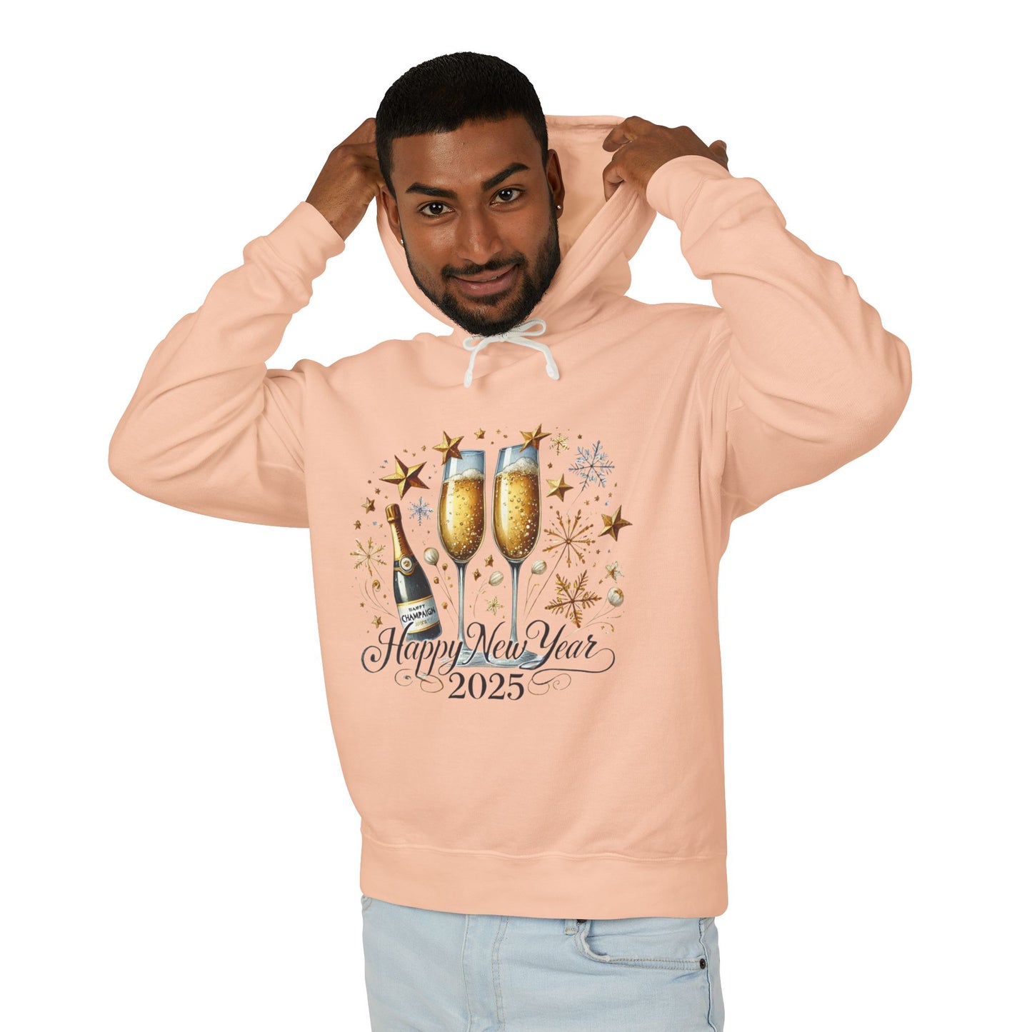 New Years 2025 Champaign Celebration  Unisex Lightweight Hooded Sweatshirt