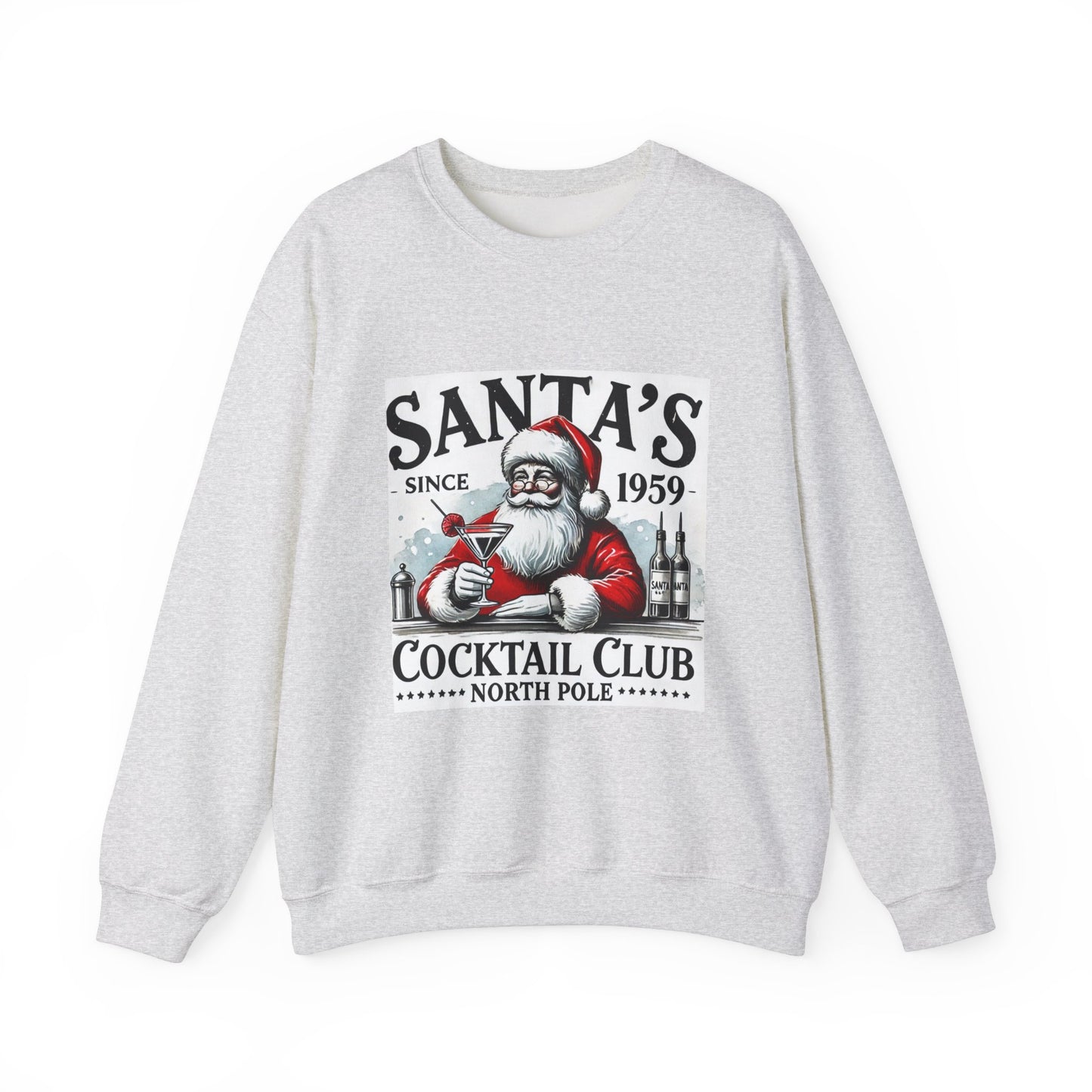 Santa's Cocktail Club Christmas Sweatshirt Unisex Crewneck