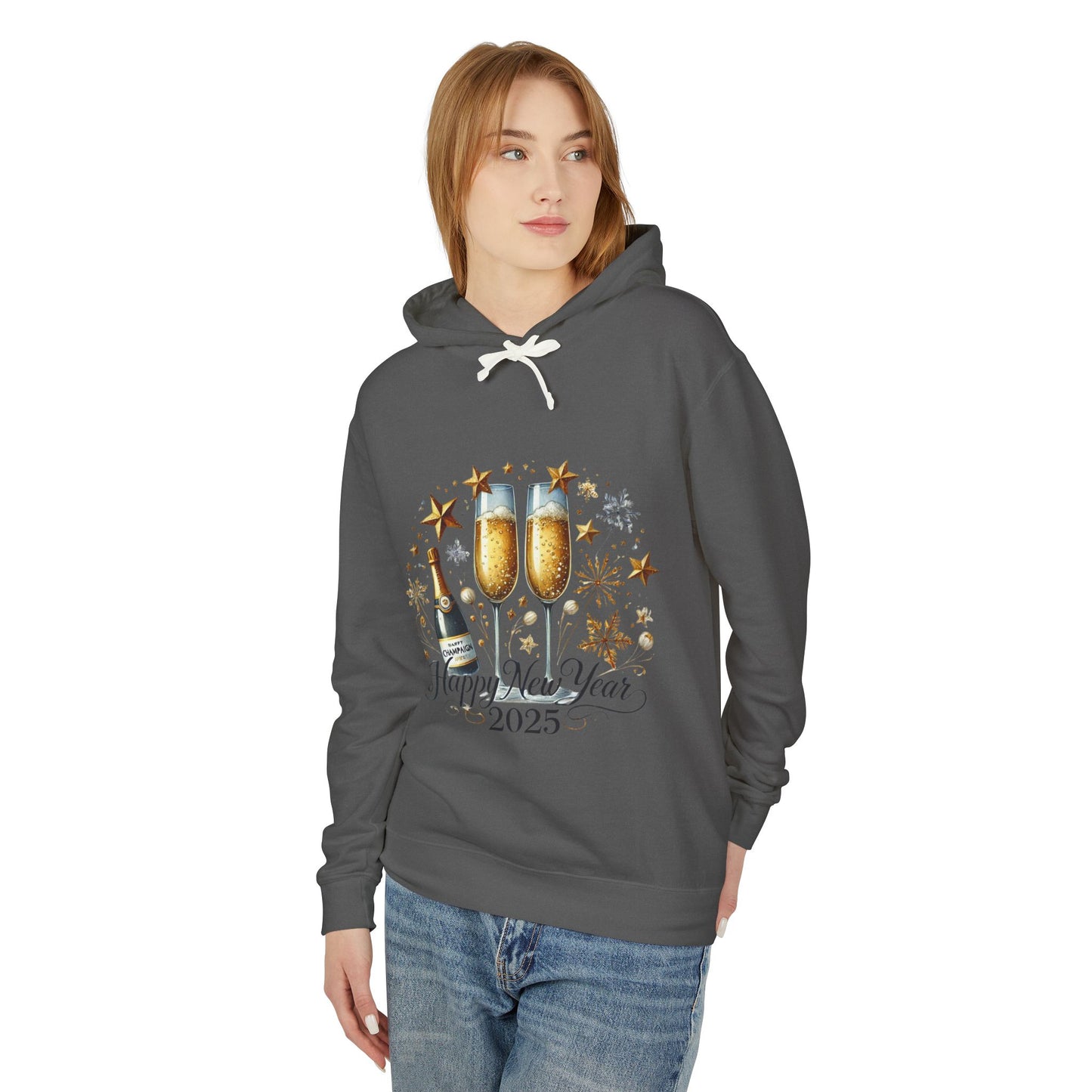 New Years 2025 Champaign Celebration  Unisex Lightweight Hooded Sweatshirt