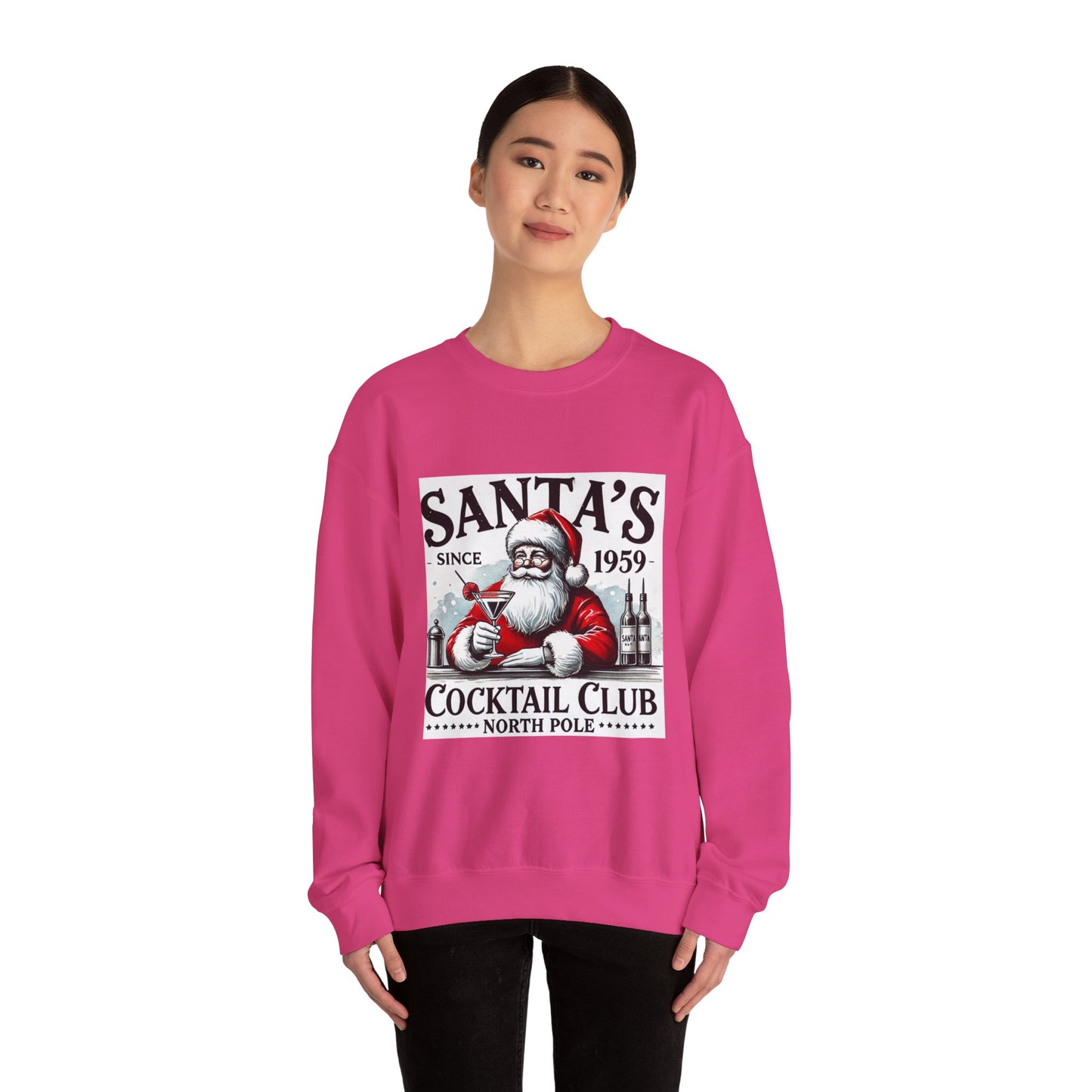 Santa's Cocktail Club Christmas Sweatshirt Unisex Crewneck