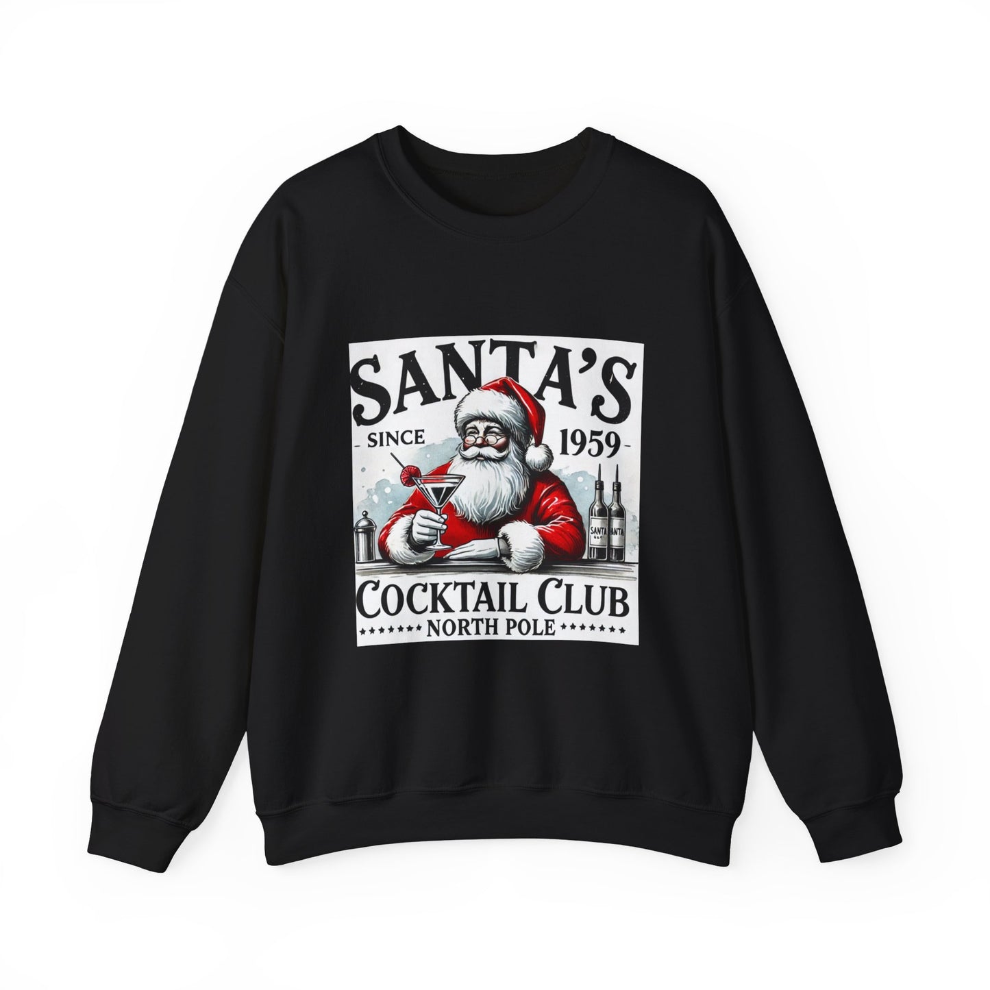 Santa's Cocktail Club Christmas Sweatshirt Unisex Crewneck