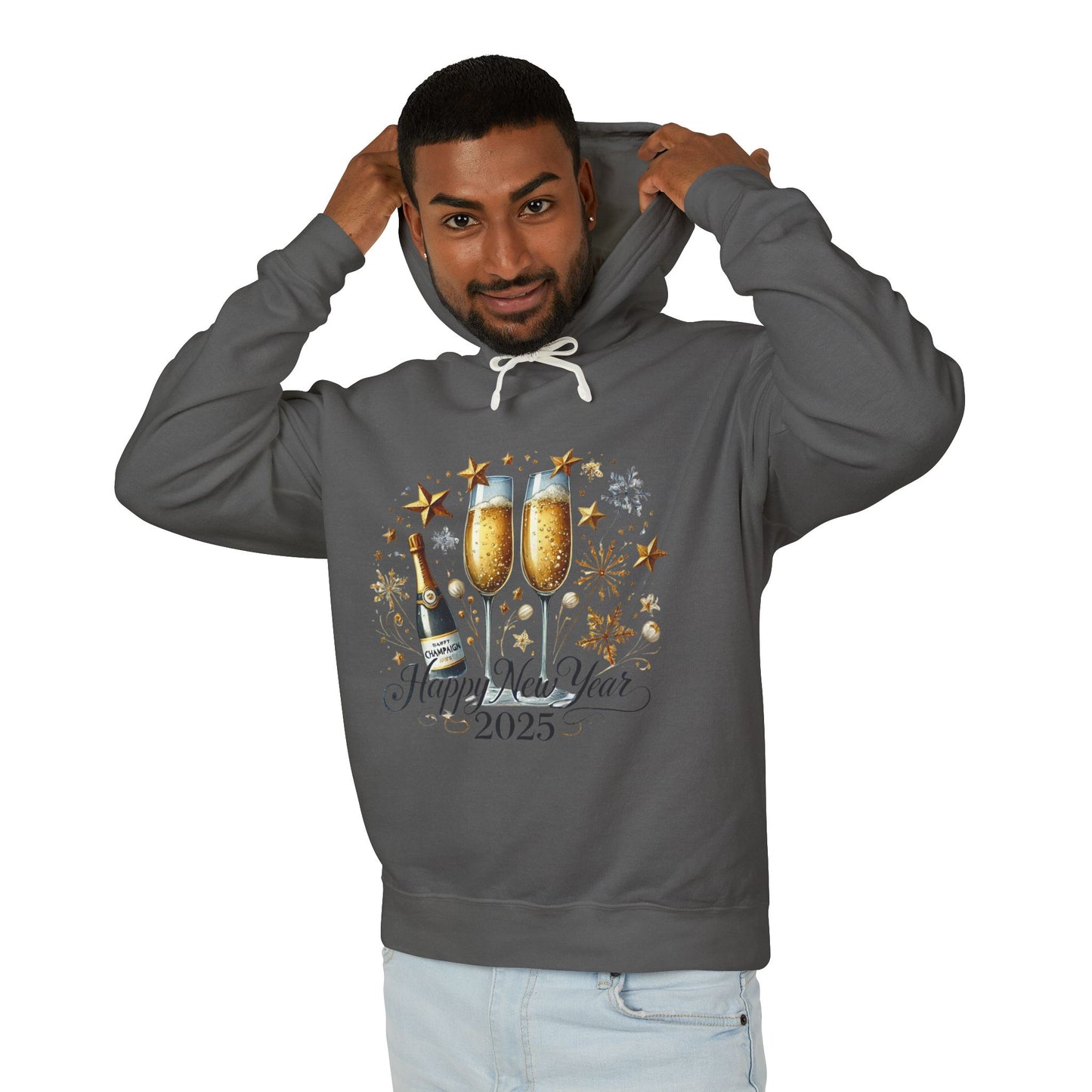 New Years 2025 Champaign Celebration  Unisex Lightweight Hooded Sweatshirt