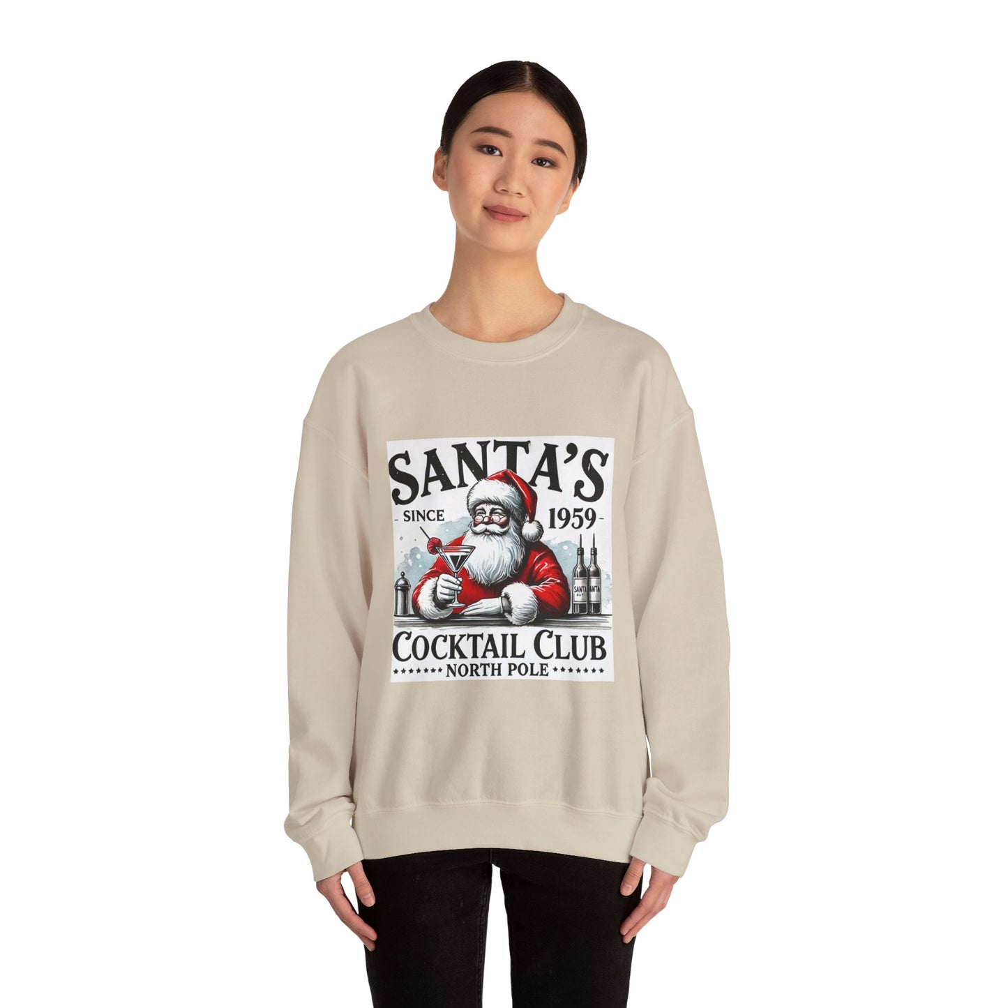 Santa's Cocktail Club Christmas Sweatshirt Unisex Crewneck