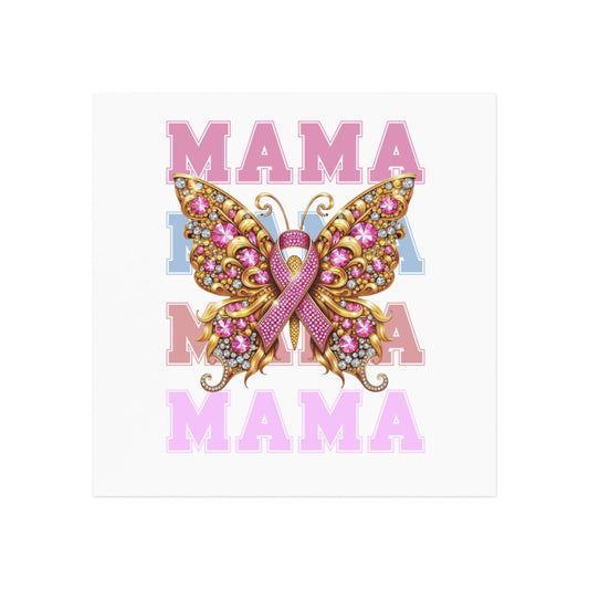 Mama Breast Cancer Butterfly Square Magnet - Breast Cancer Awareness Gift
