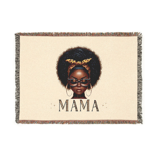 Happy Mother's Day Woven Blanket for Moms with Afro Woman Design