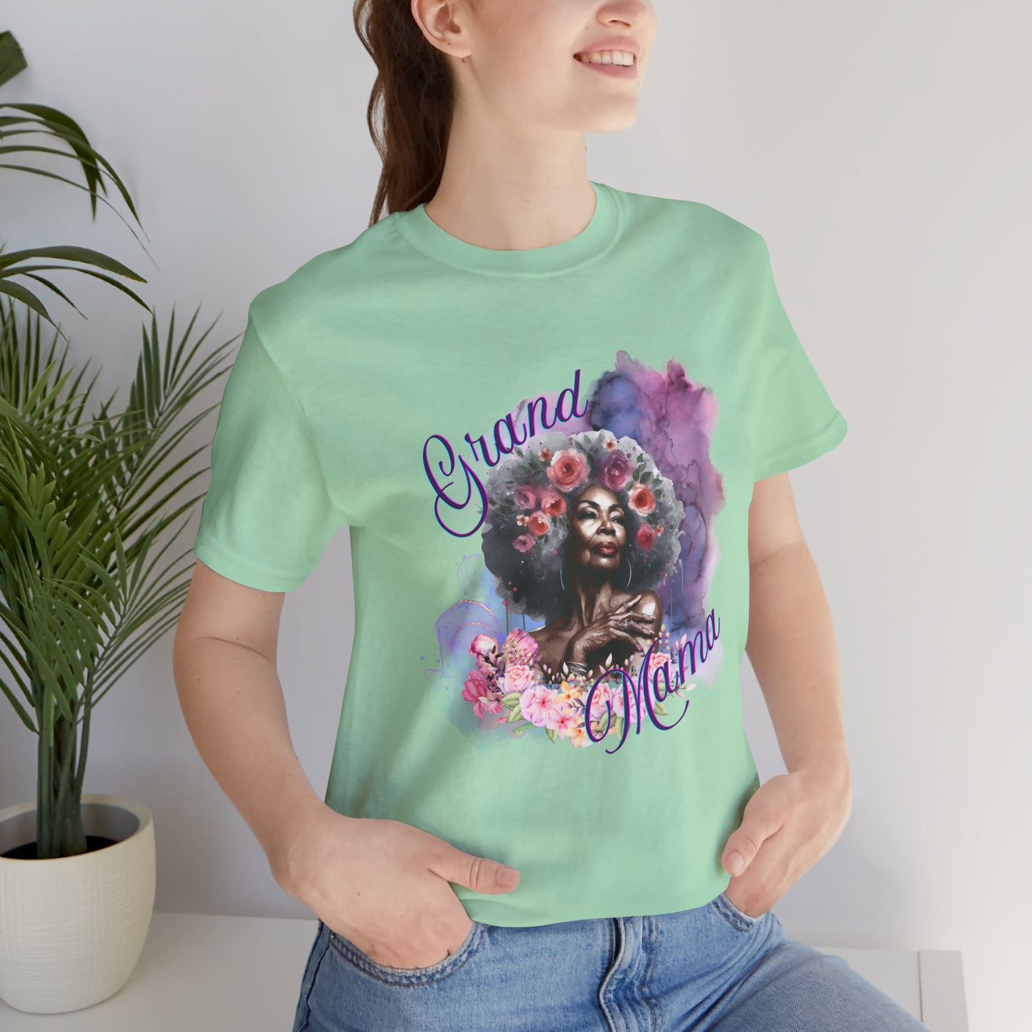 Grand Mama Floral Tee - Unisex Jersey Short Sleeve T-Shirt for Celebrating Grandmothers