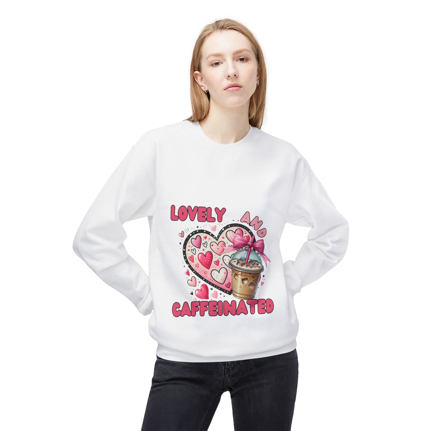 Loved and Caffeinated Valentine's Day Crewneck Sweatshirt