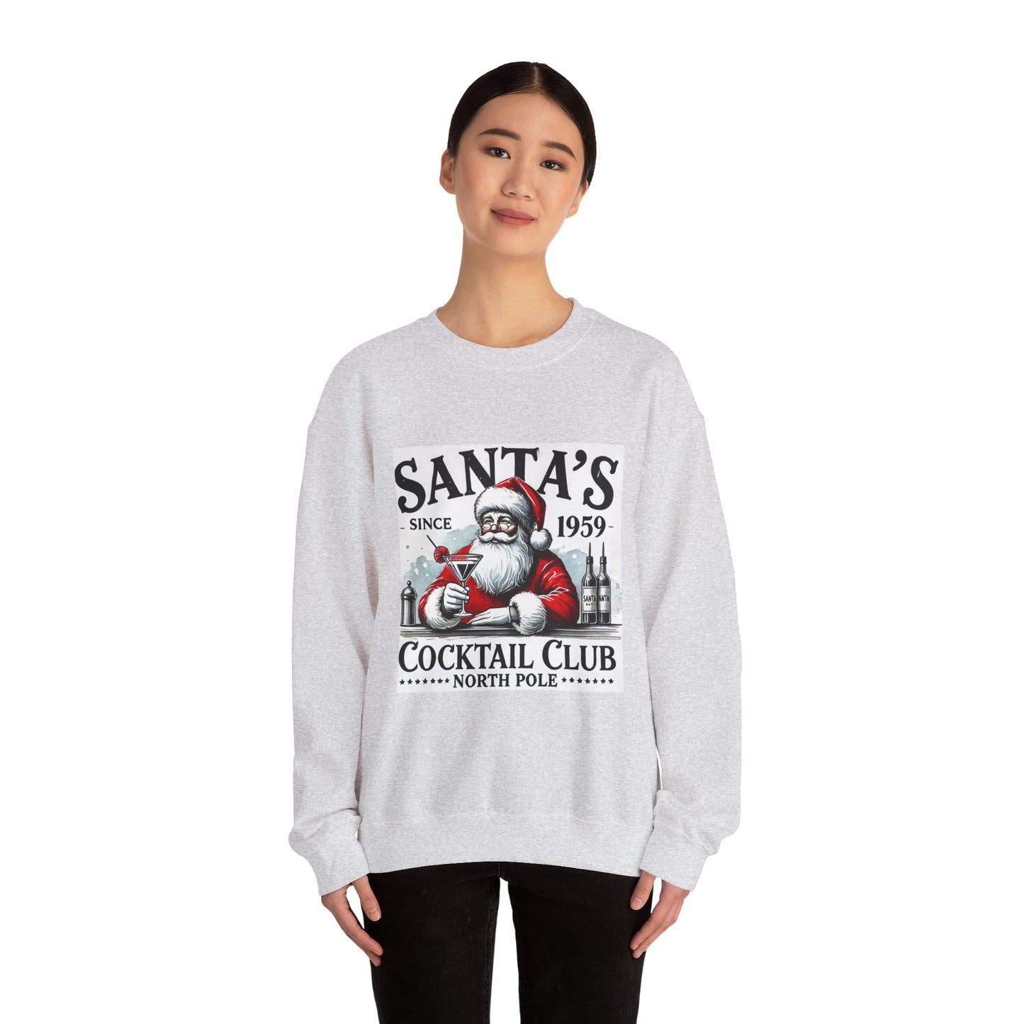 Santa's Cocktail Club Christmas Sweatshirt Unisex Crewneck