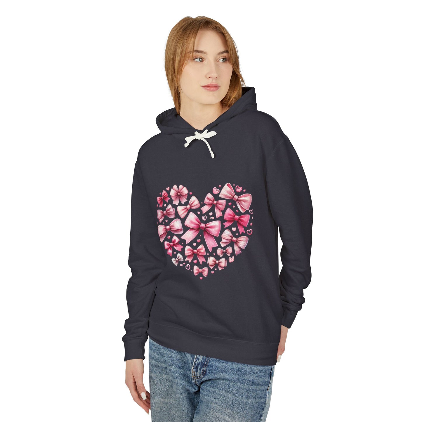 Coquette Valentine's Heart  Unisex Lightweight Hooded Sweatshirt