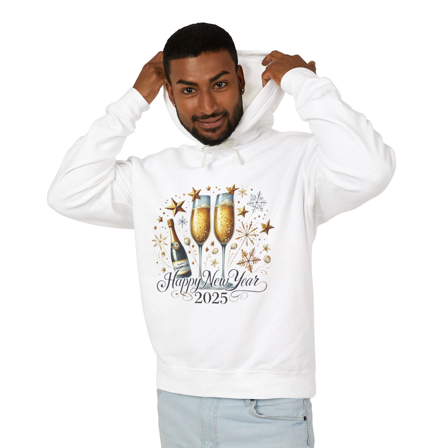 New Years 2025 Champaign Celebration  Unisex Lightweight Hooded Sweatshirt