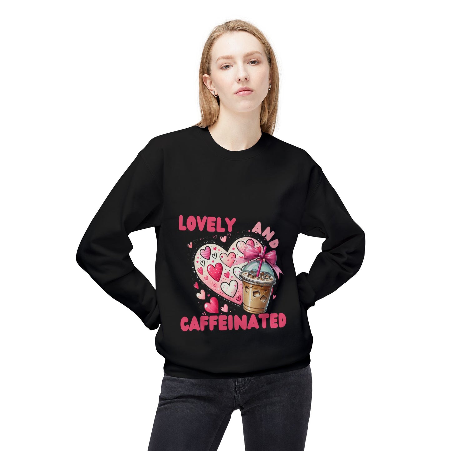 Loved and Caffeinated Valentine's Day Crewneck Sweatshirt