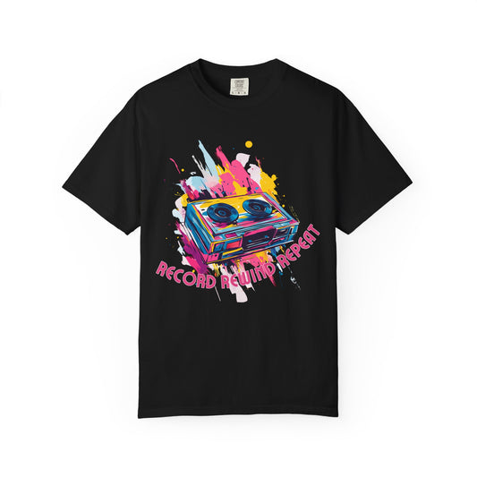 Retro Music Record Rewind Repeat T-Shirt