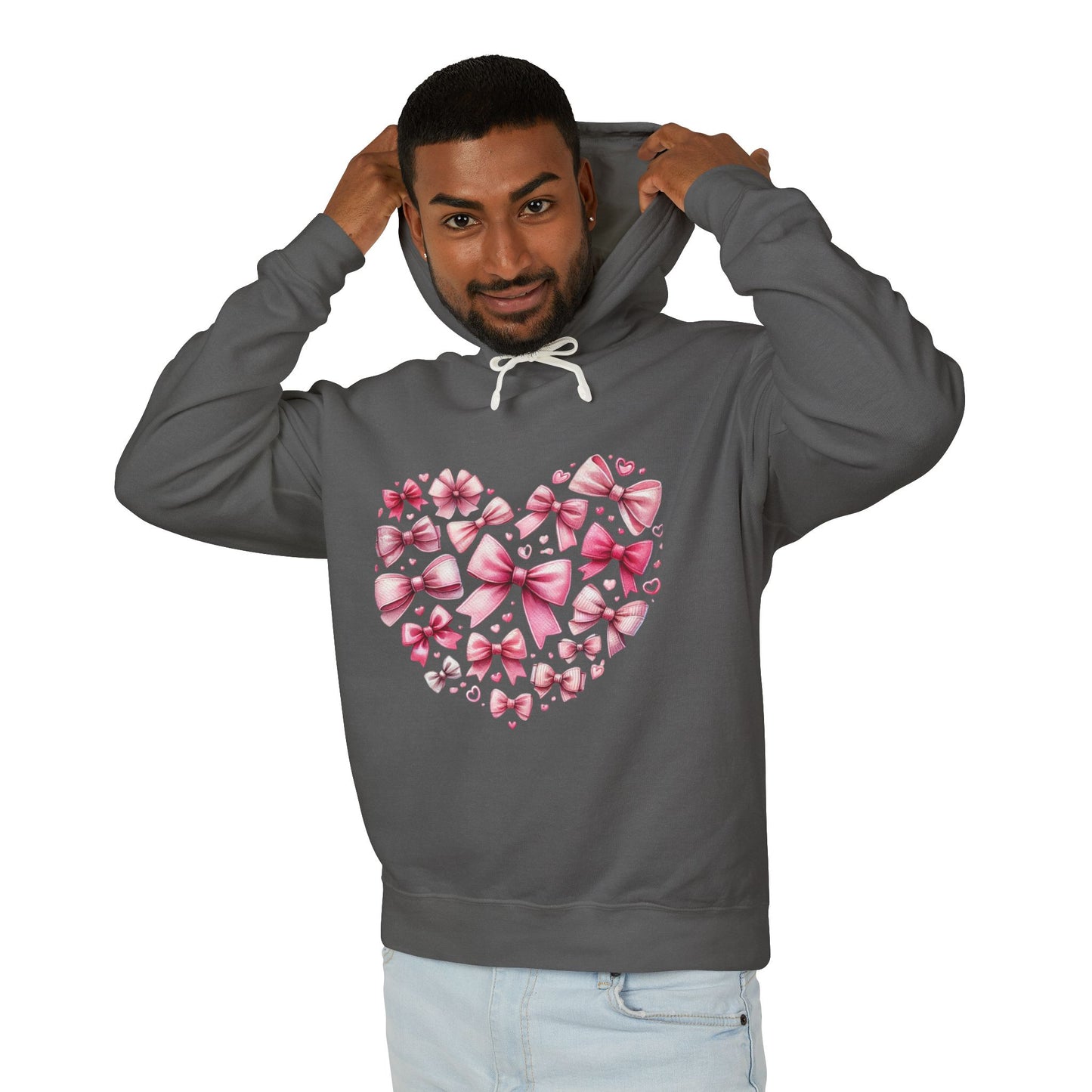 Coquette Valentine's Heart  Unisex Lightweight Hooded Sweatshirt