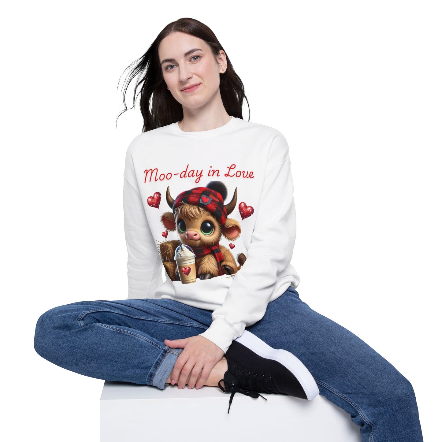 Cow Latte Love Unisex Sweatshirt - Valentine's Day Highland Farm Design