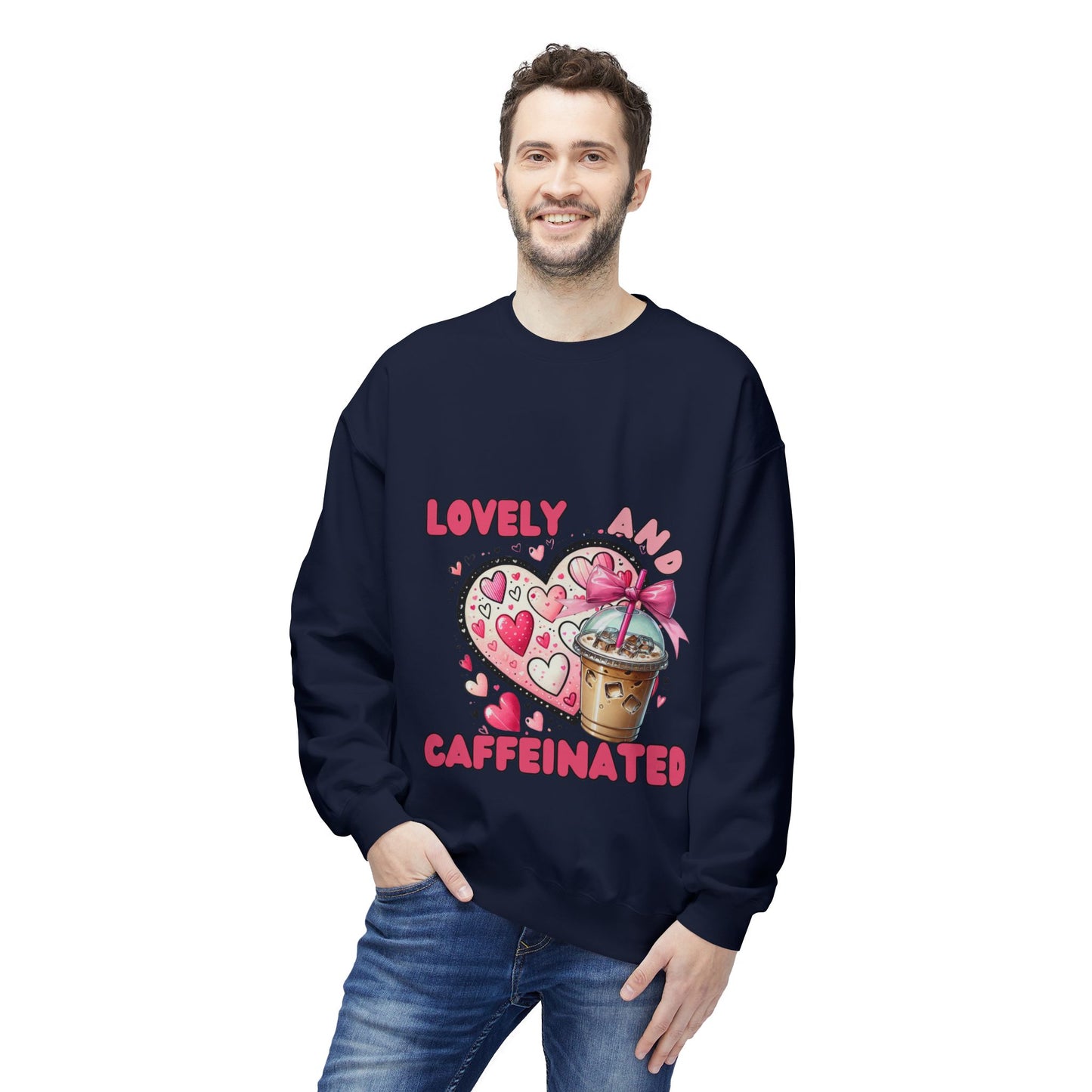 Loved and Caffeinated Valentine's Day Crewneck Sweatshirt