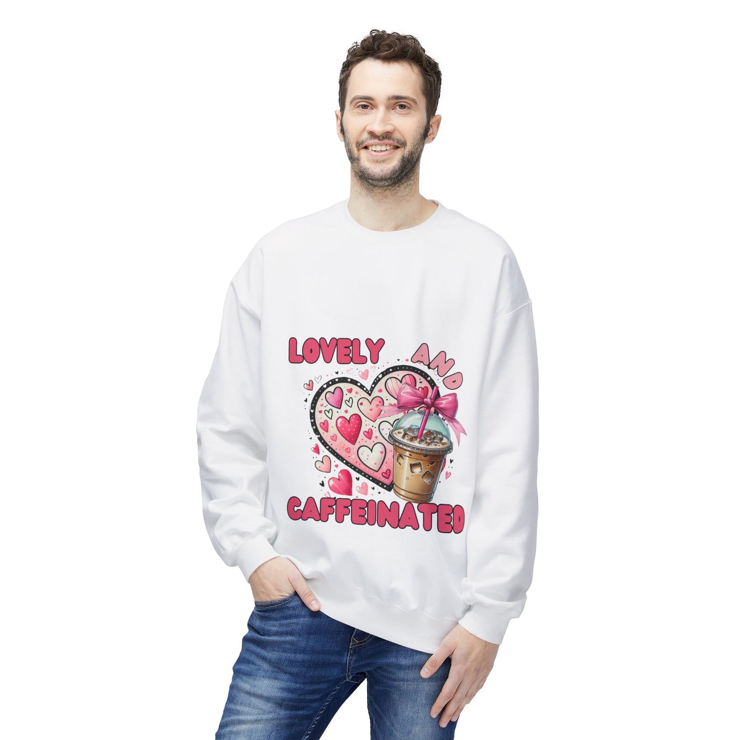 Loved and Caffeinated Valentine's Day Crewneck Sweatshirt