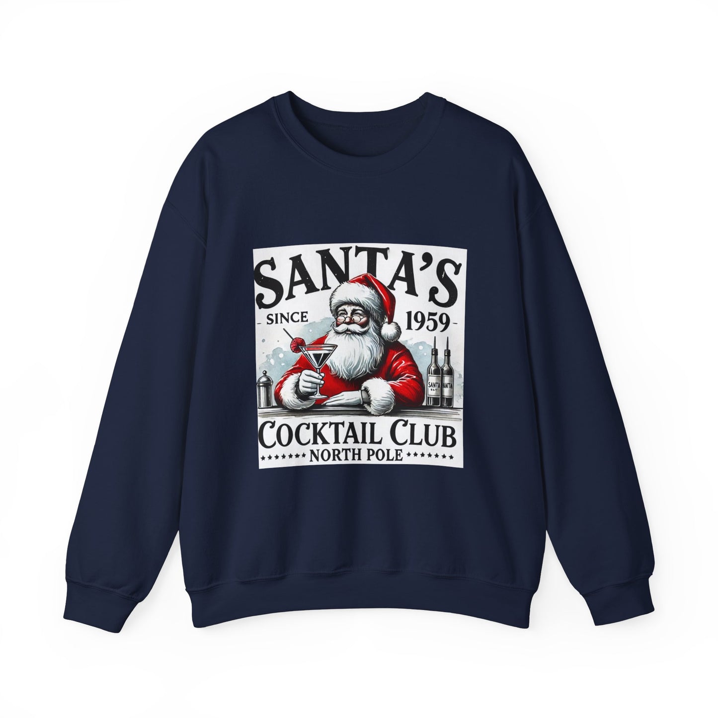 Santa's Cocktail Club Christmas Sweatshirt Unisex Crewneck