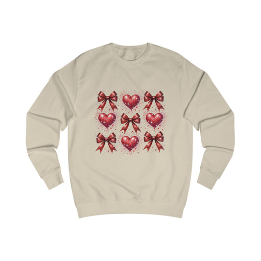 Glitter Red Coquette Bow and Heart Valentine's Day  Unisex Sweatshirt