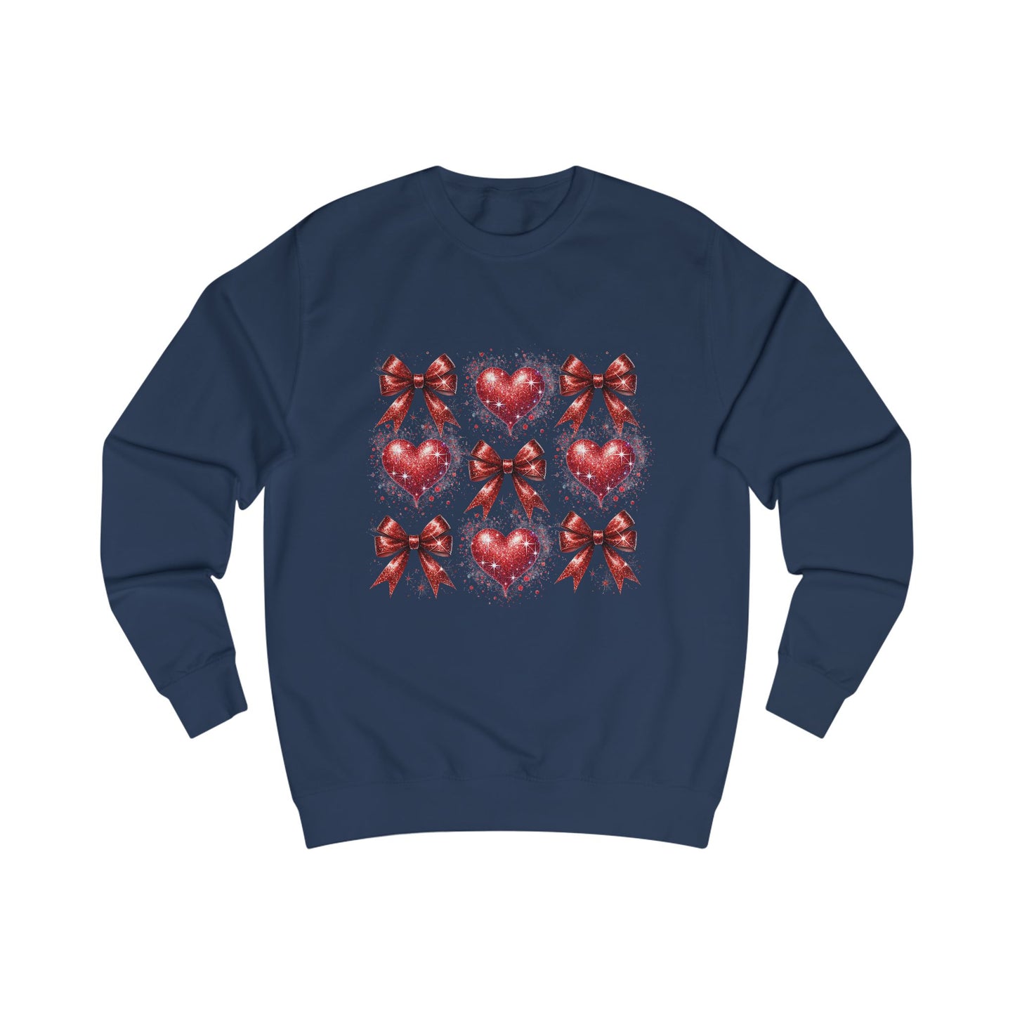 Glitter Red Coquette Bow and Heart Valentine's Day  Unisex Sweatshirt