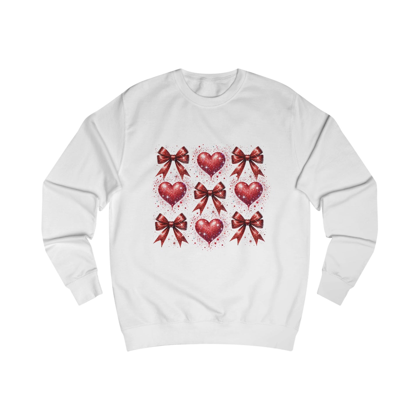 Glitter Red Coquette Bow and Heart Valentine's Day  Unisex Sweatshirt