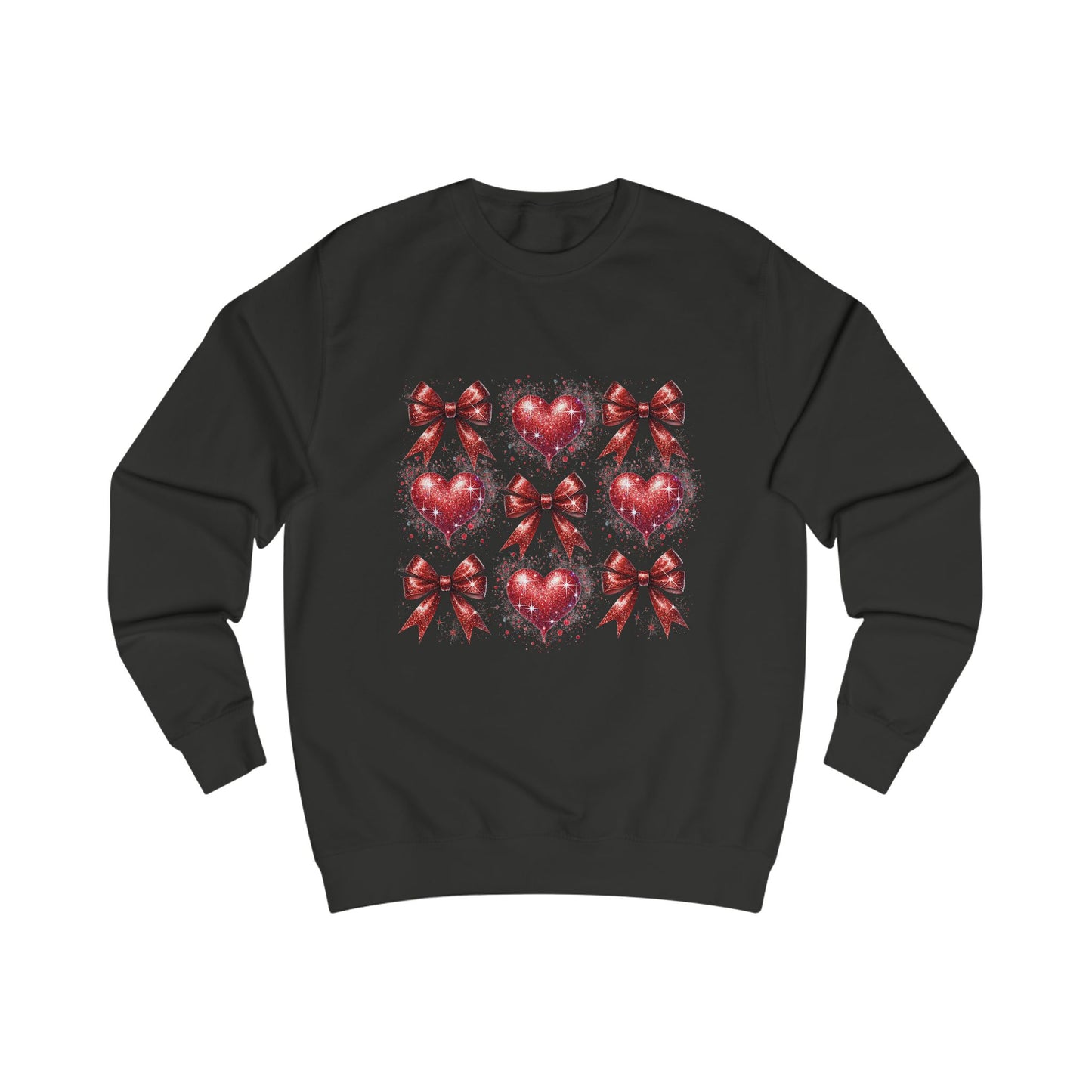 Glitter Red Coquette Bow and Heart Valentine's Day  Unisex Sweatshirt