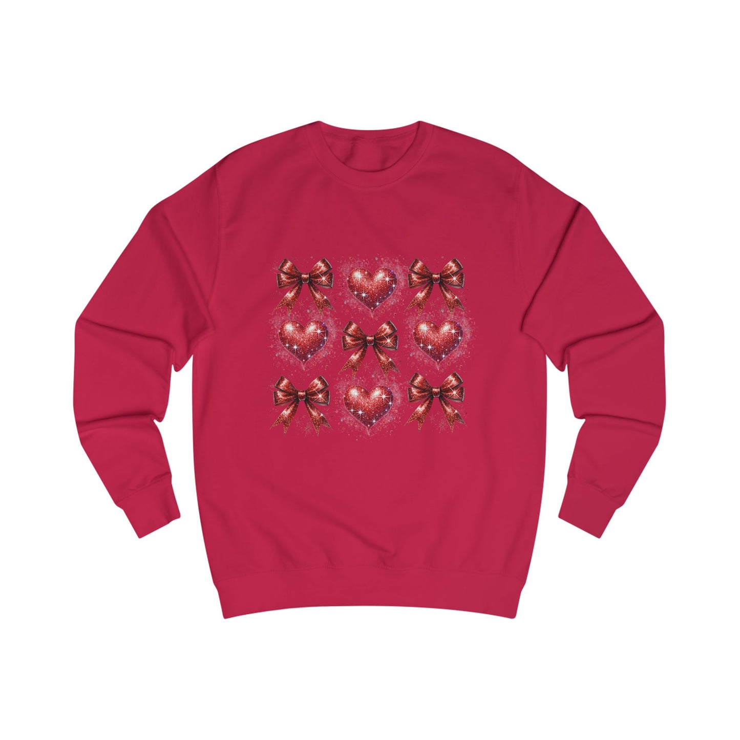 Glitter Red Coquette Bow and Heart Valentine's Day  Unisex Sweatshirt