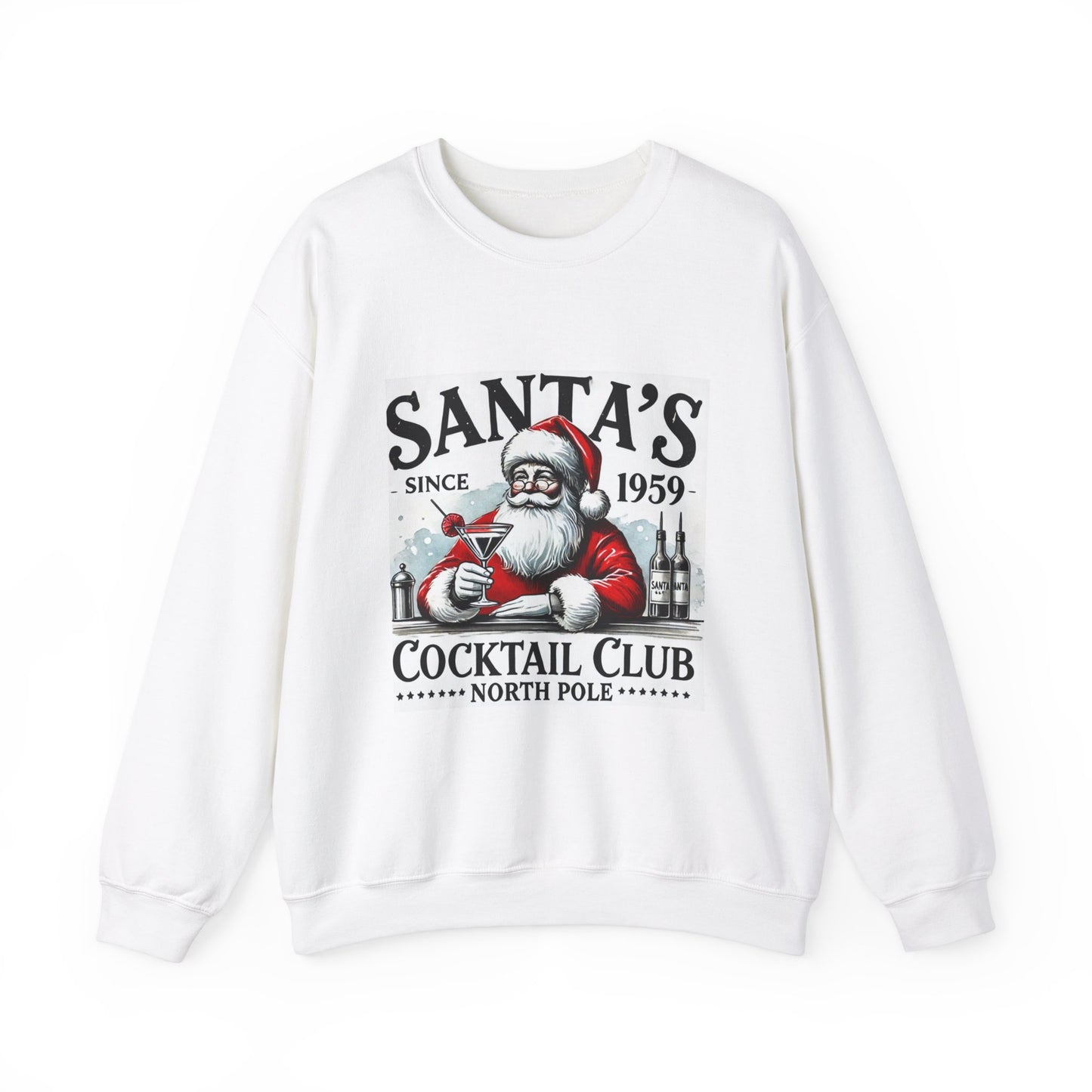 Santa's Cocktail Club Christmas Sweatshirt Unisex Crewneck