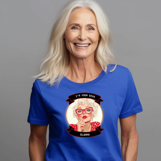 Funny Glamma Diva T-Shirt - Unisex Garment-Dyed Tee for Grandmothers or Mother's Day