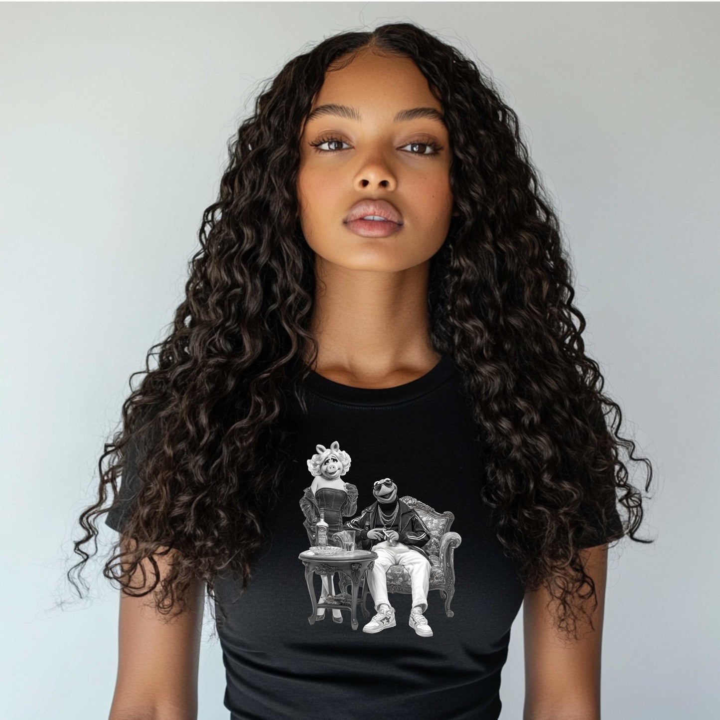 Vintage Kermit and Miss Piggy Muppet Couple  Graphic Tee