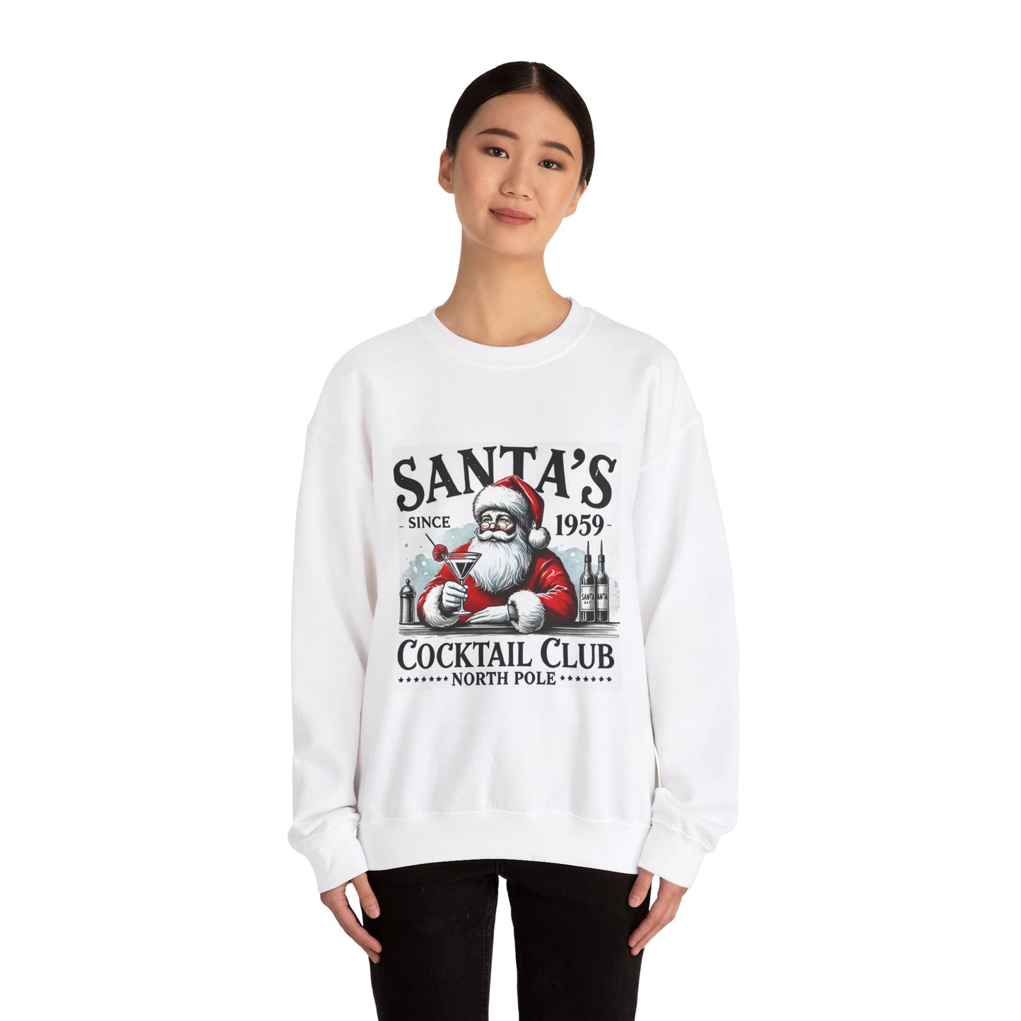 Santa's Cocktail Club Christmas Sweatshirt Unisex Crewneck