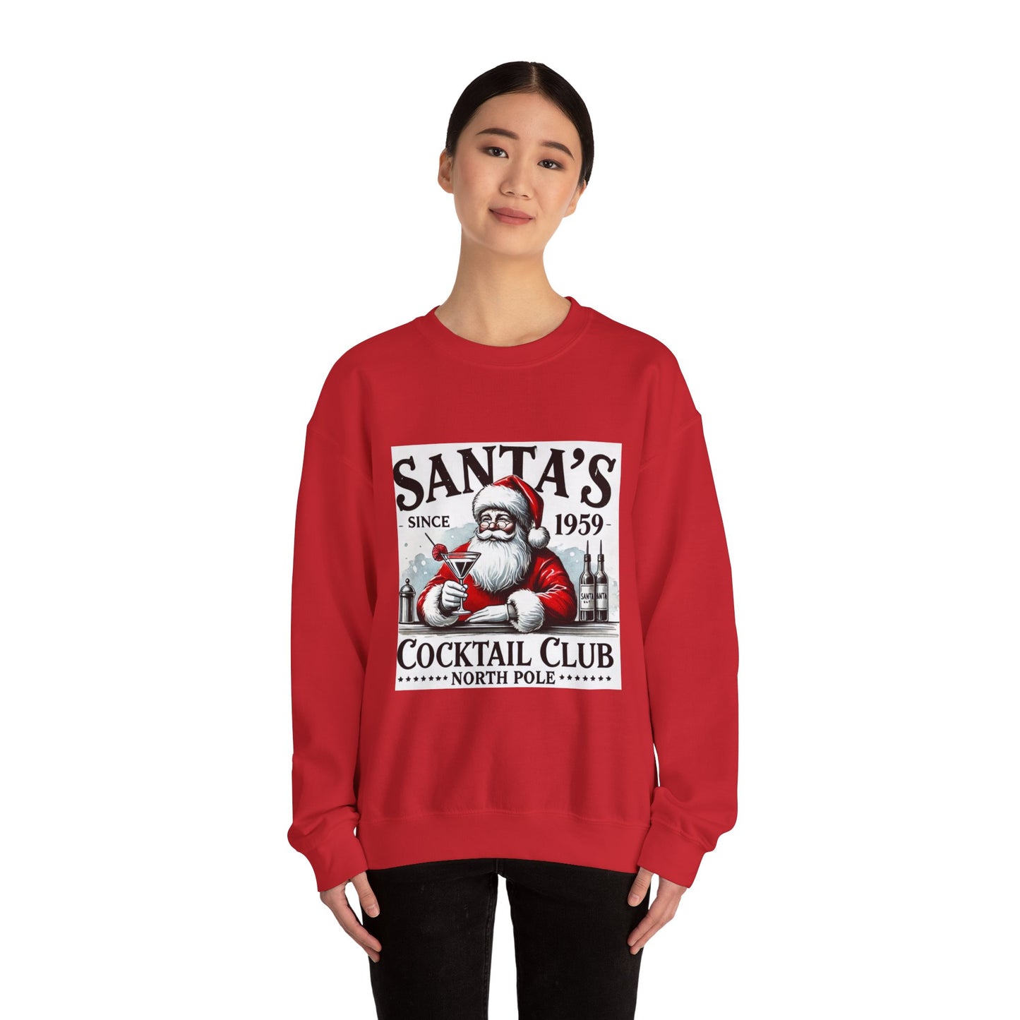 Santa's Cocktail Club Christmas Sweatshirt Unisex Crewneck